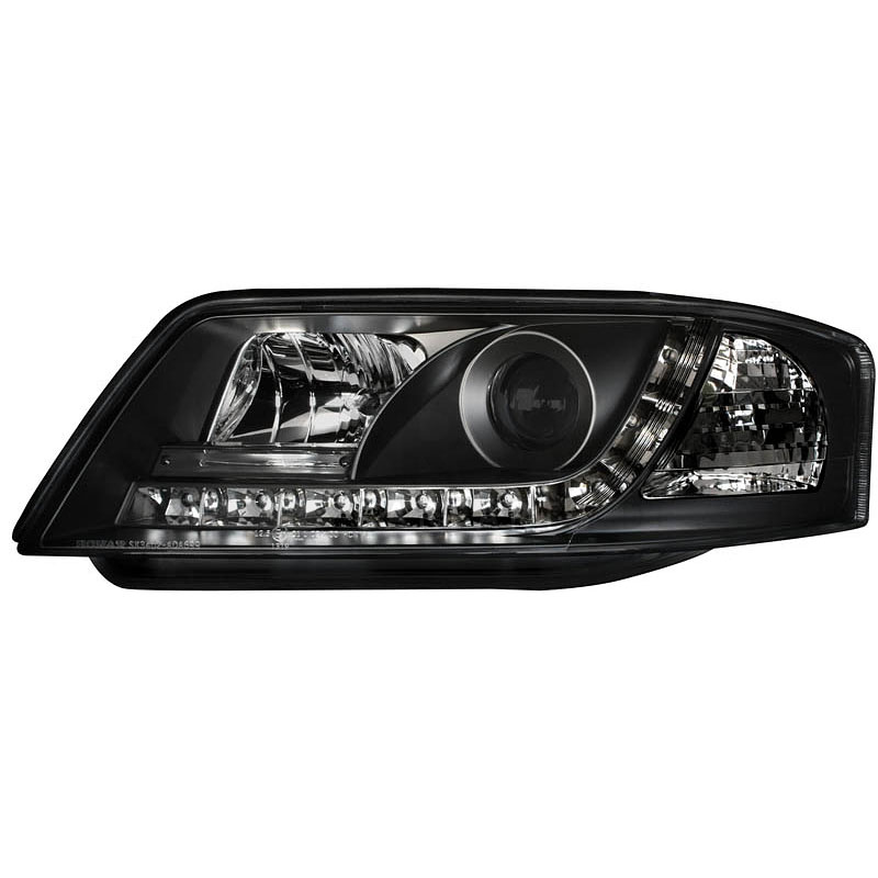 2 x Scheinwerfer für Audi A6 4B 97-01 LED Tagfahrlicht Optik black / schwarz