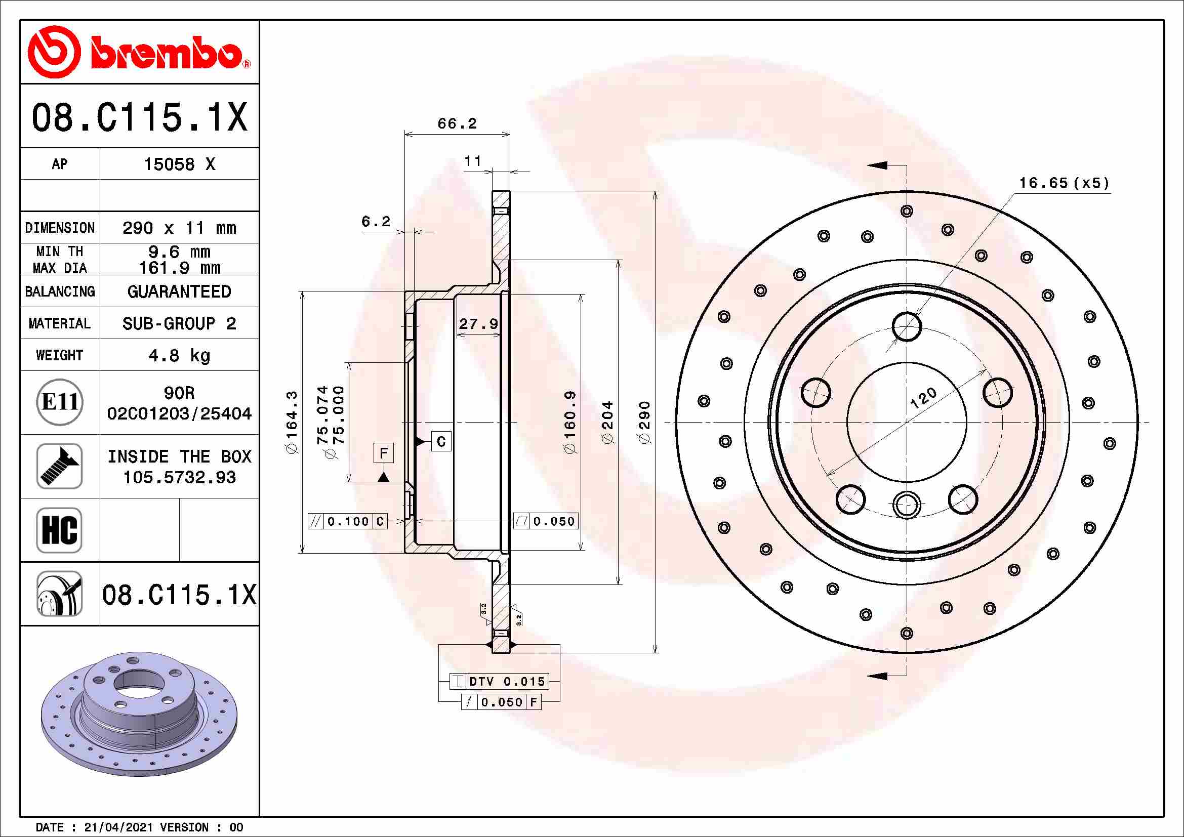 BREMBO 2x Bremsscheiben Ø 290 Voll für BMW 1er F20 F21 2 Cabriolet F23 F22