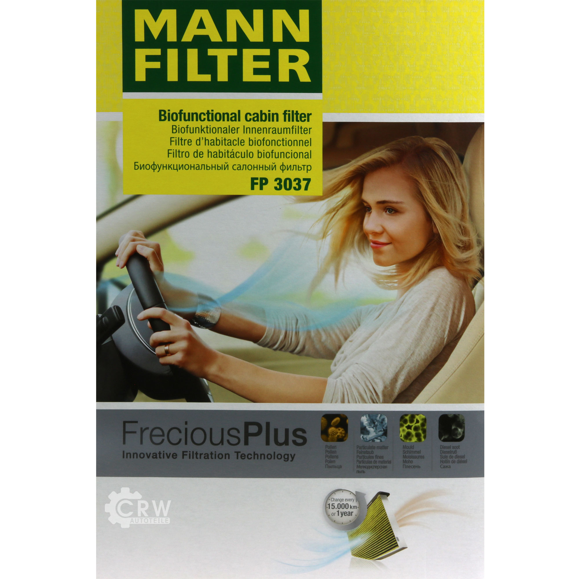 MANN-Filter Innenraumfilter Biofunctional für Allergiker FP 3037