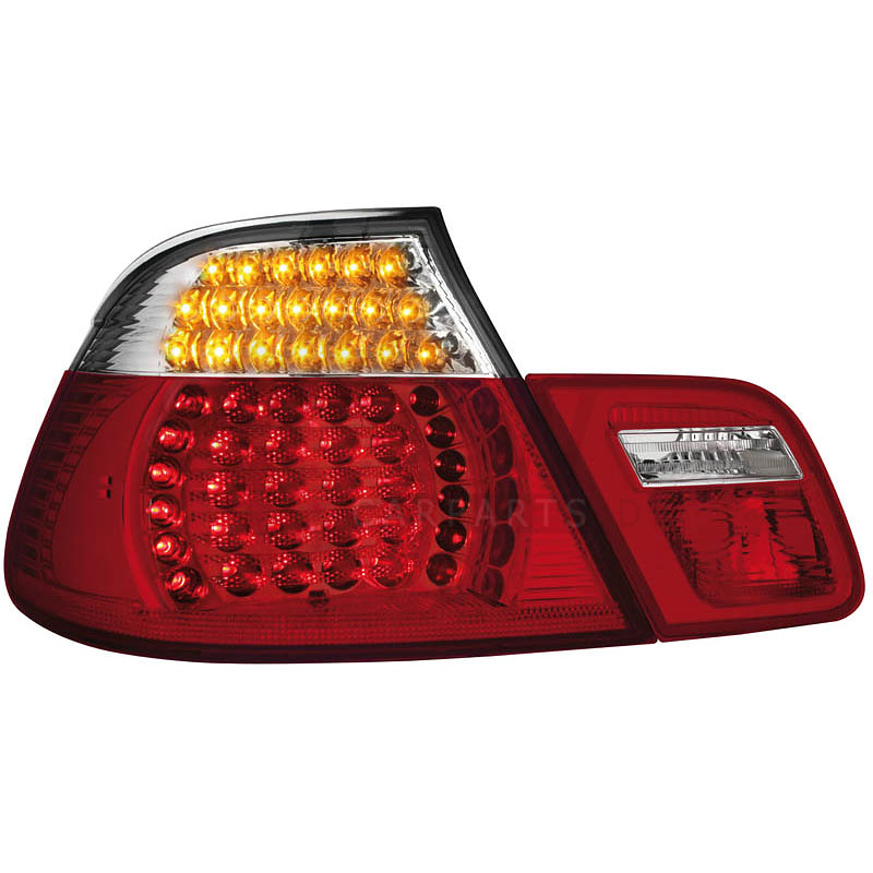 LED 2 x Rückleuchten für BMW E46 Cabrio 00-05 red/crystal / Klarglas 4teil V6R