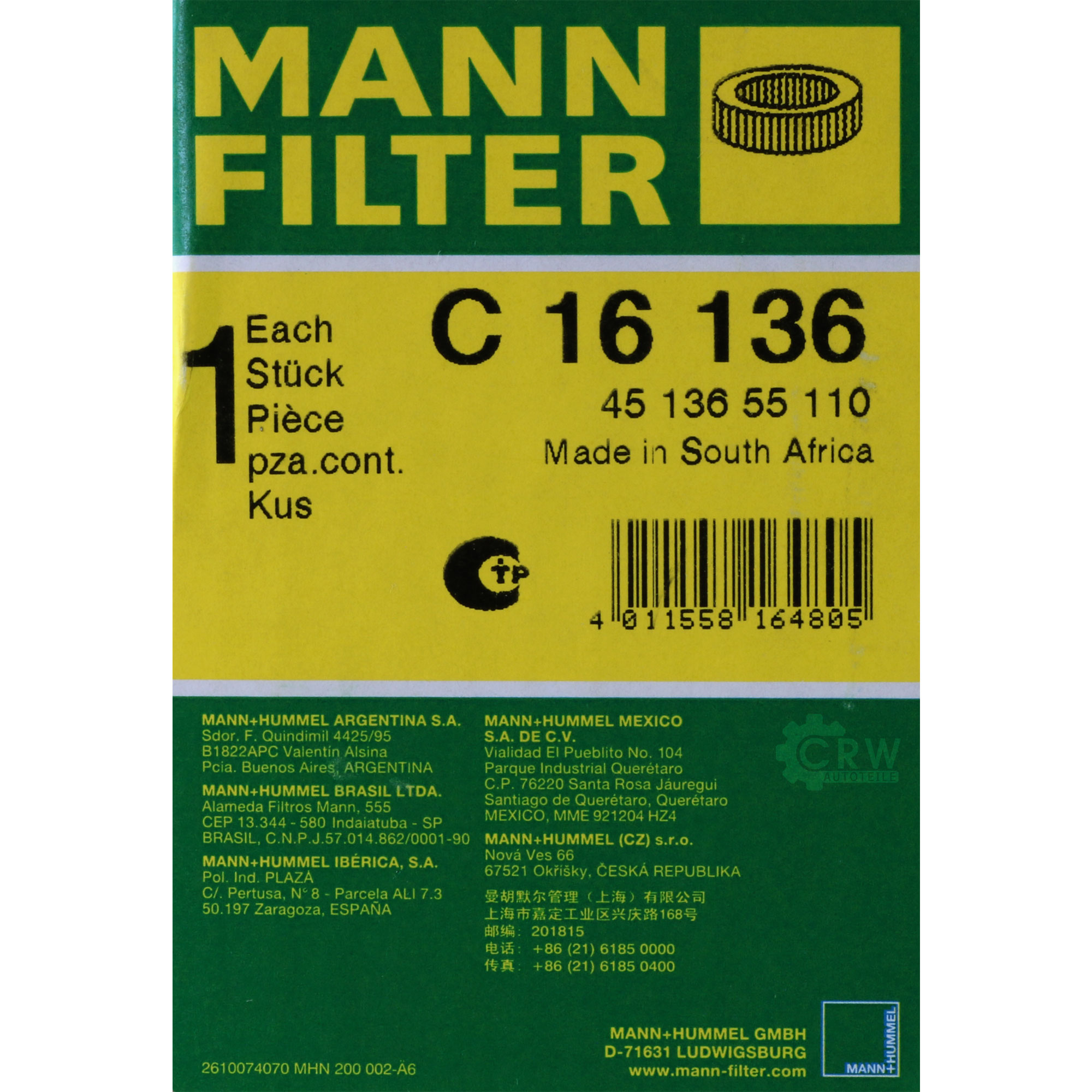 MANN-FILTER Luftfilter für Toyota Land Cruiser _J7_ 2.4 TD Isuzu Midi Kasten