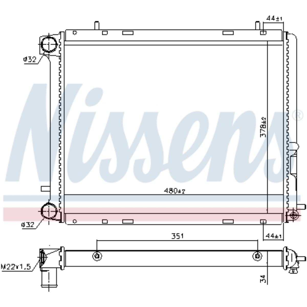 Kühler Motorkühlung NISSENS für Renault 19 II 1.7 Bj.92-95 Bj.88-92 Bj.92-96