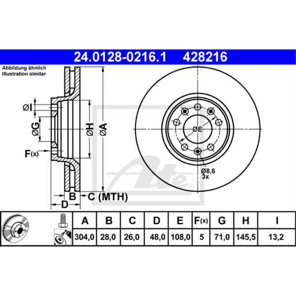 ATE Satz Bremsen Bremsscheiben + Bremsbeläge vorne für Peugeot 407 SW Citroën C5