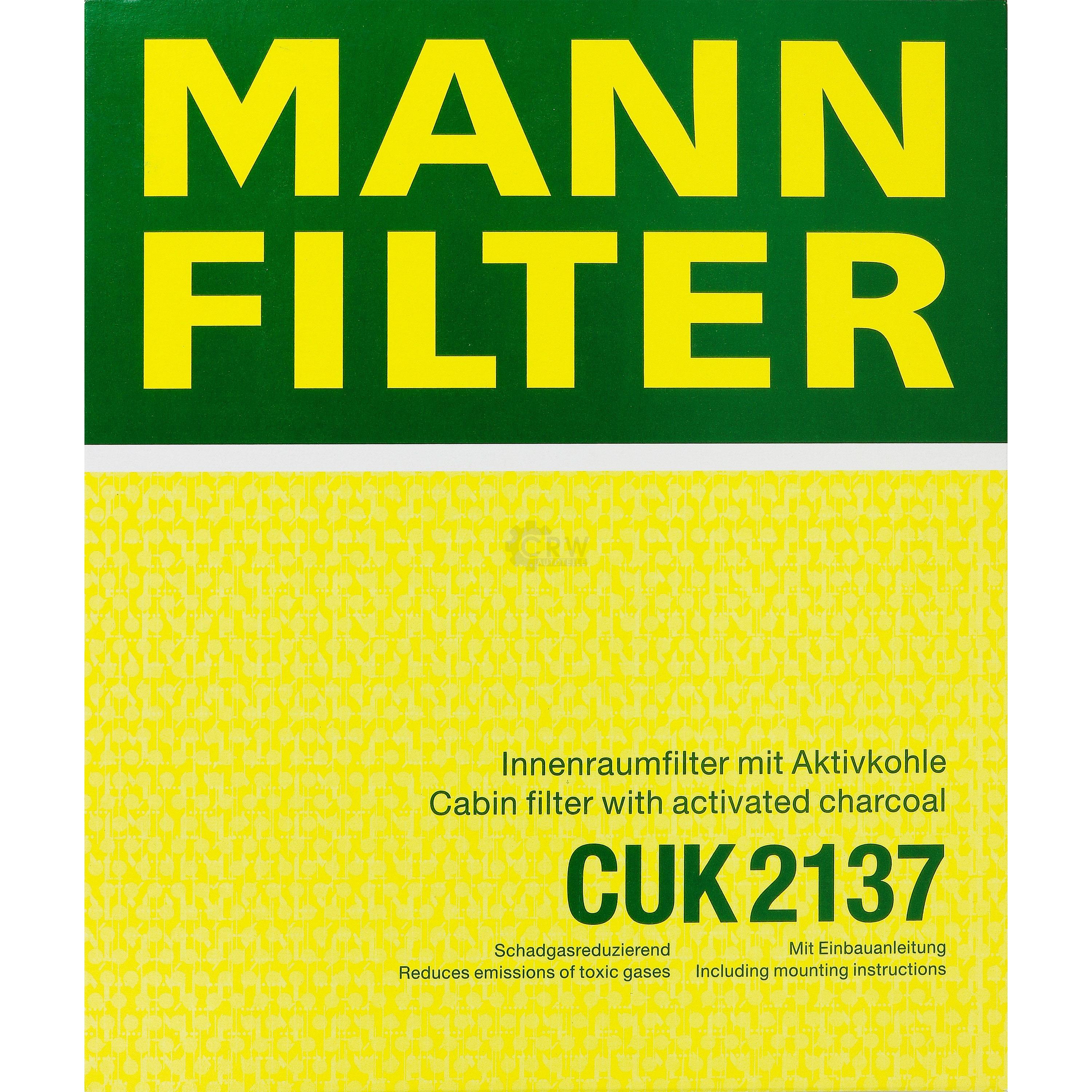 MANN-FILTER Innenraumfilter Pollenfilter Aktivkohle CUK 2137
