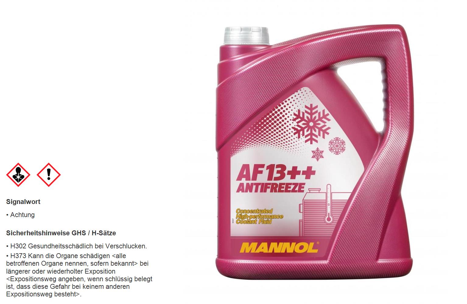 MANNOL 5 Liter AF13++ Antifreeze (High-performance) Kühlerfrostschutz