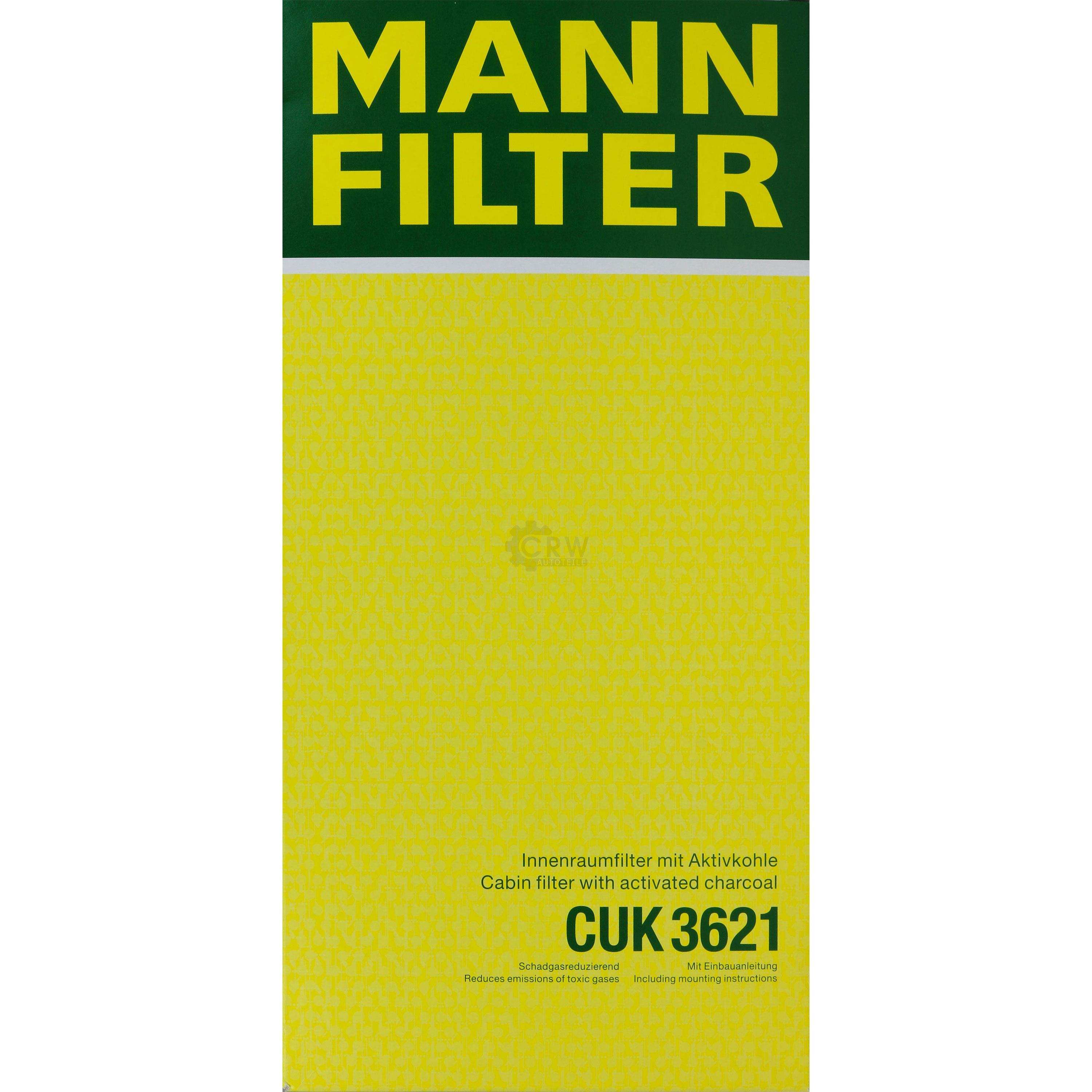MANN-FILTER Innenraumfilter Pollenfilter Aktivkohle CUK 3621