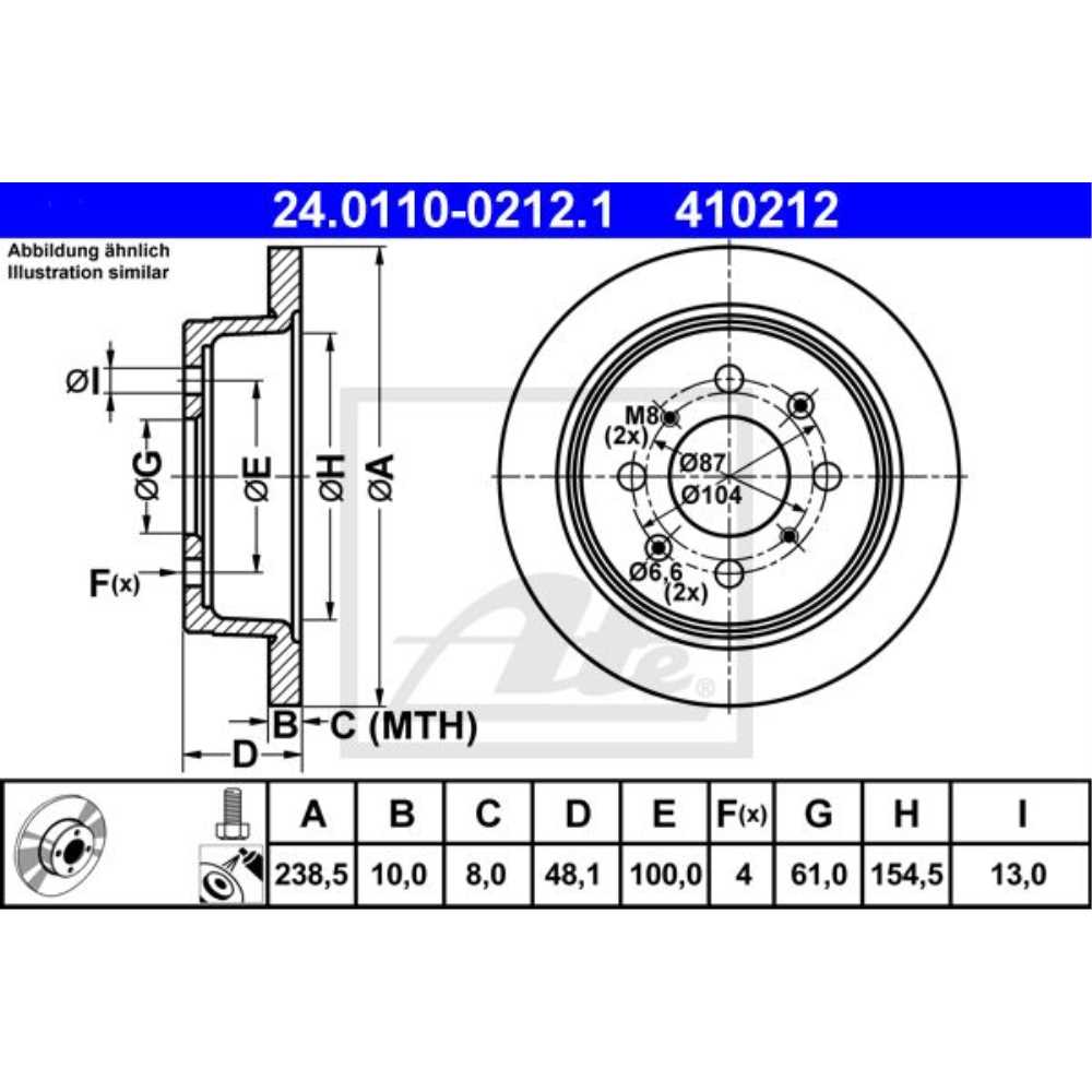 ATE Satz Bremsen Bremsscheiben + Bremsbeläge hinten für Honda Civic VI EJ EK