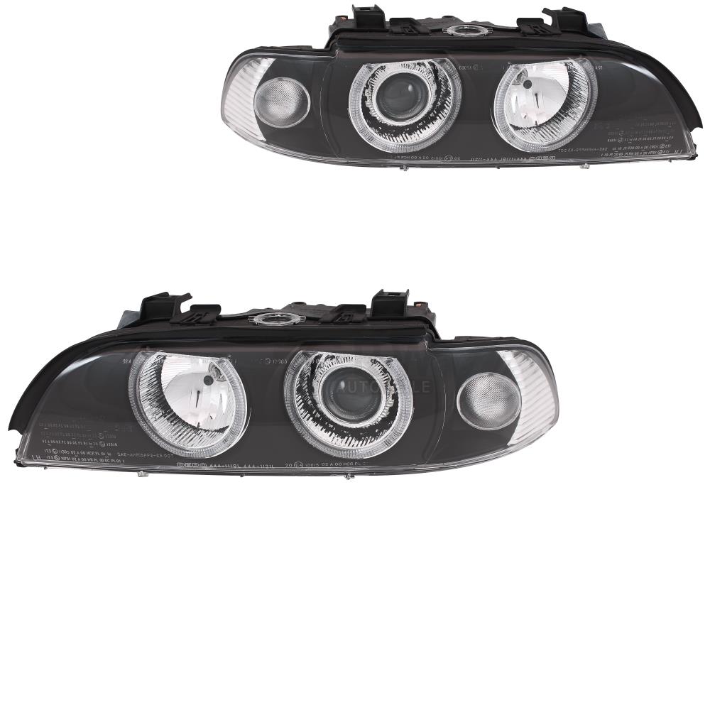 Scheinwerfer Set Angel Eyes für BMW 5er E39 Bj 95-00 inkl. Philips H7+H7+Motoren