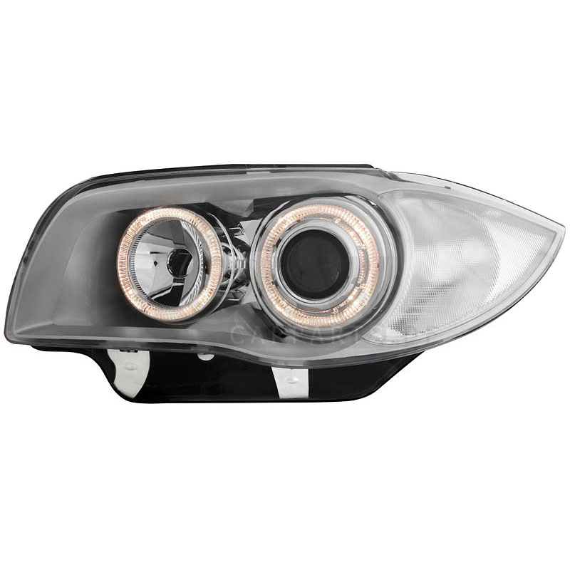 2 x Scheinwerfer für BMW 1er E87 04-07 Angel Eyes Chrome 1VC