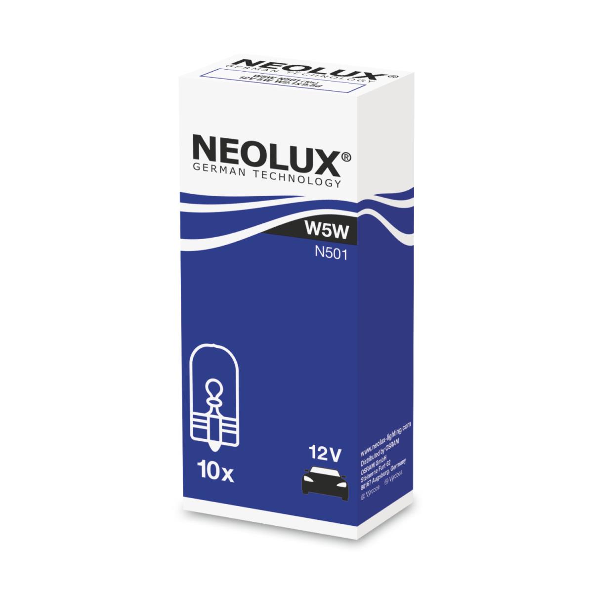 10 Stück NEOLUX Standard W5W 5W 12V Sockel W2,1x9,5d Signal Innen Beleuchtung