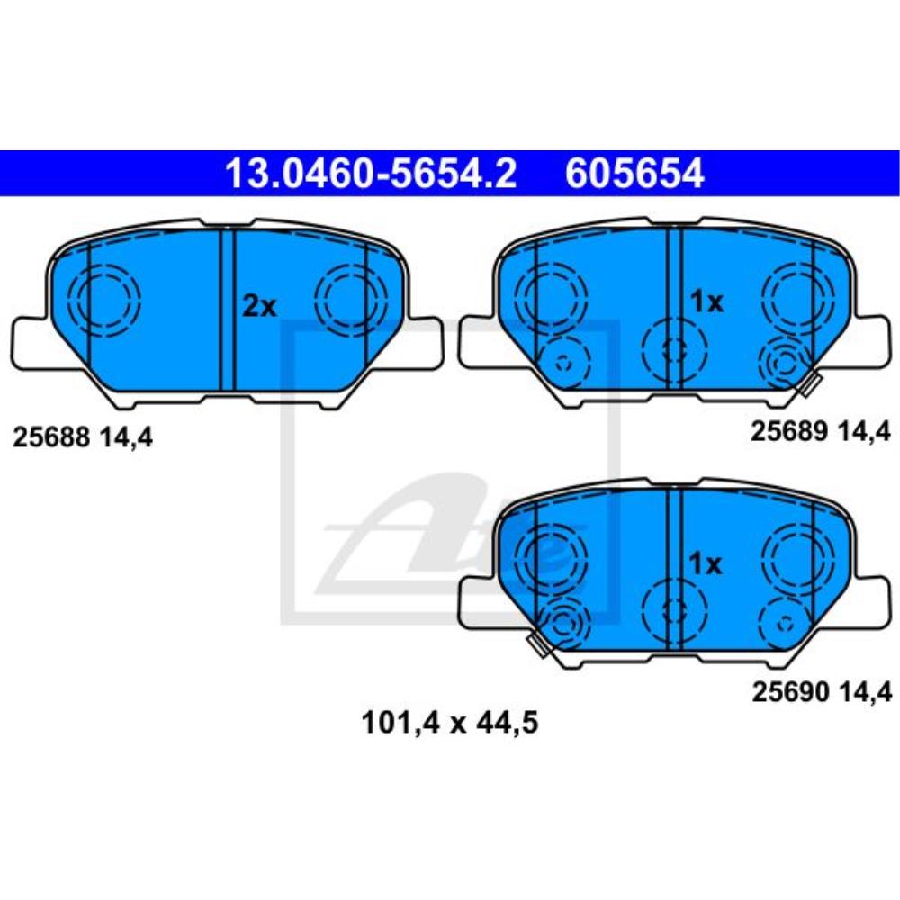ATE Satz Bremsbeläge + Bremsscheiben Voll hinten für Mitsubishi Outlander III