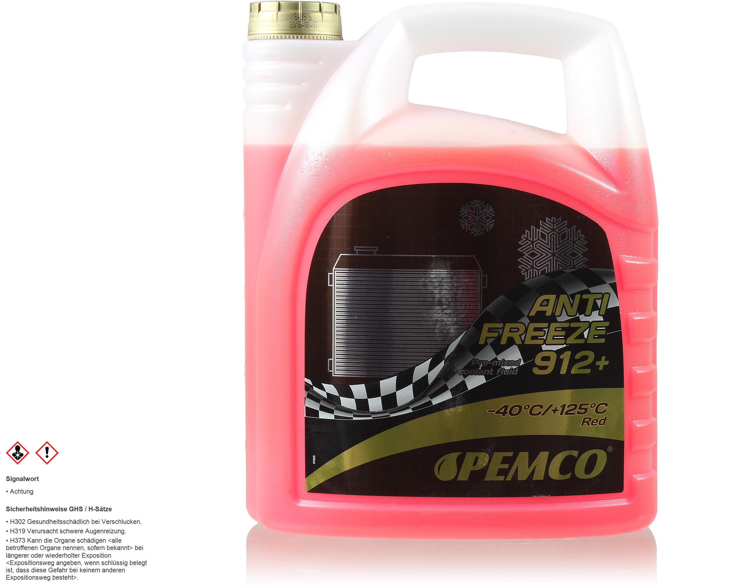 Pemco 1x5 Liter Kühlerfrostschutz Antifreeze 912 rot -40°C KÜHLMITTEL G12