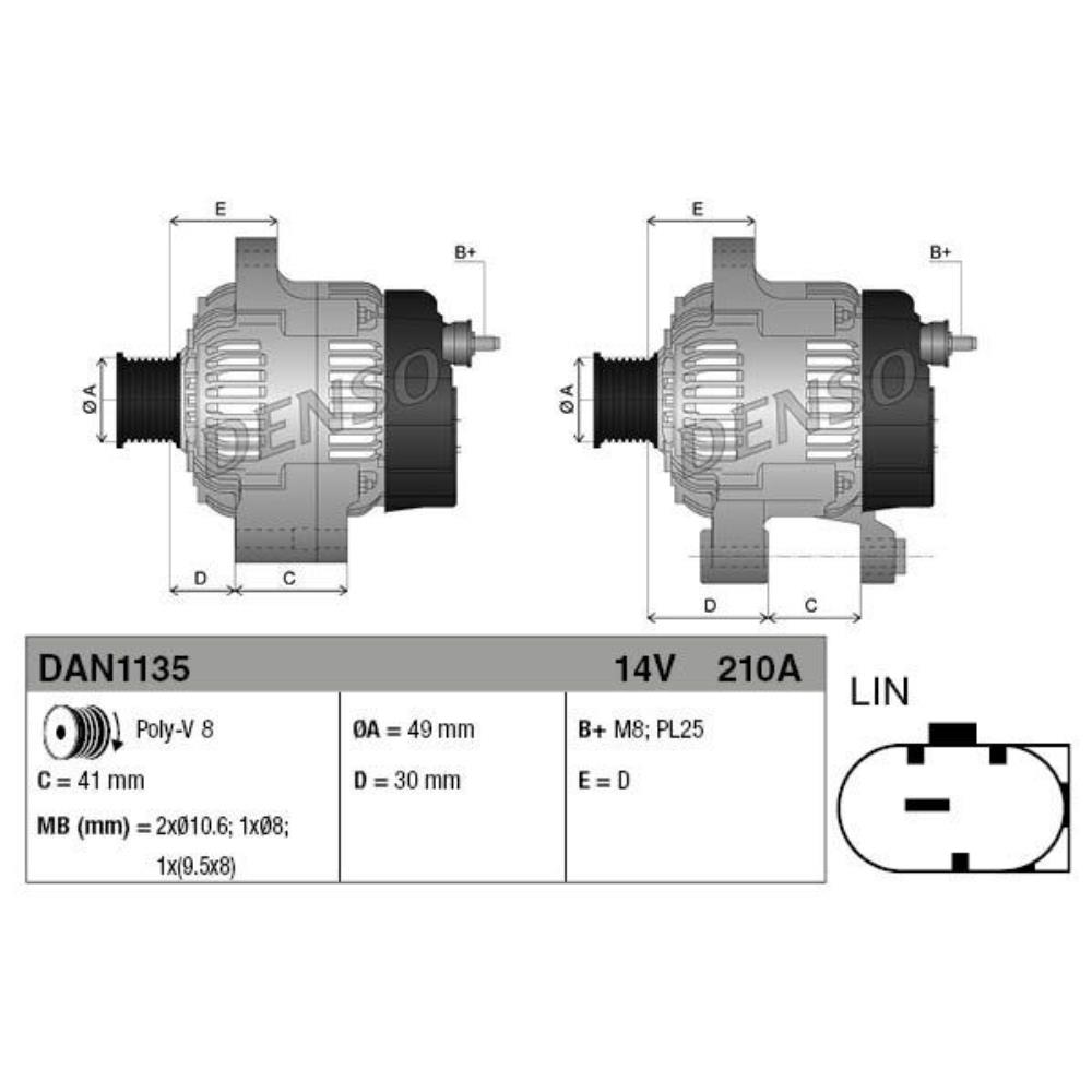 DENSO Generator Lichtmaschine 210A 14V für BMW 6er Cabriolet 2 Coupe 5er