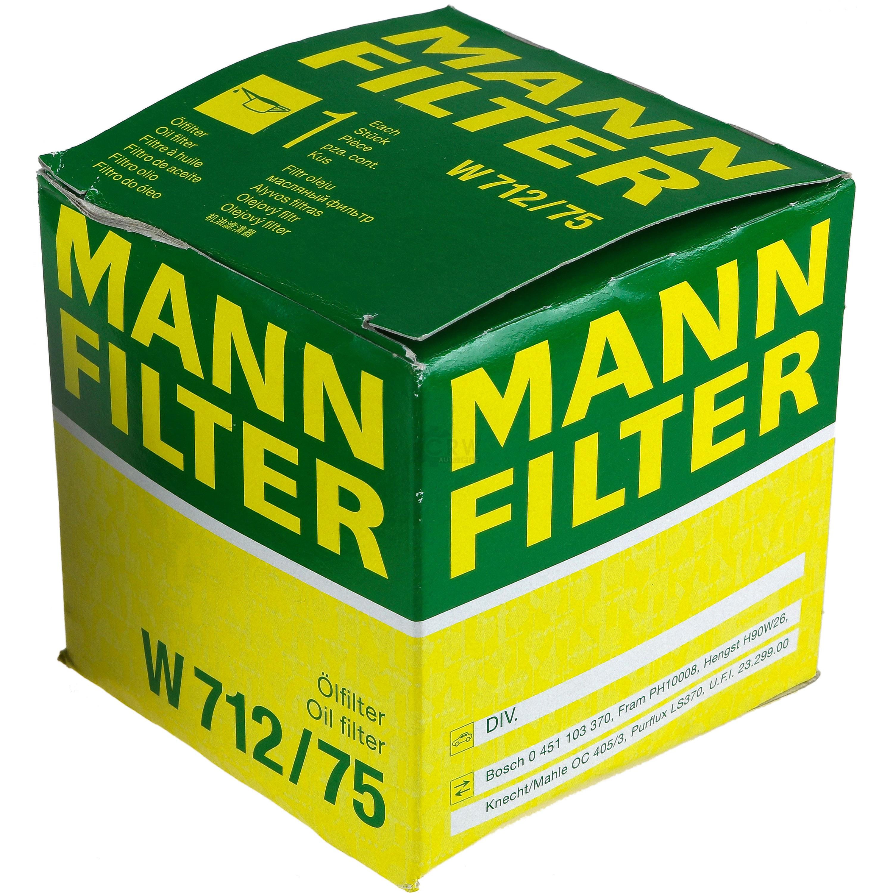 MANN-FILTER Ölfilter W 712/75 Oil Filter