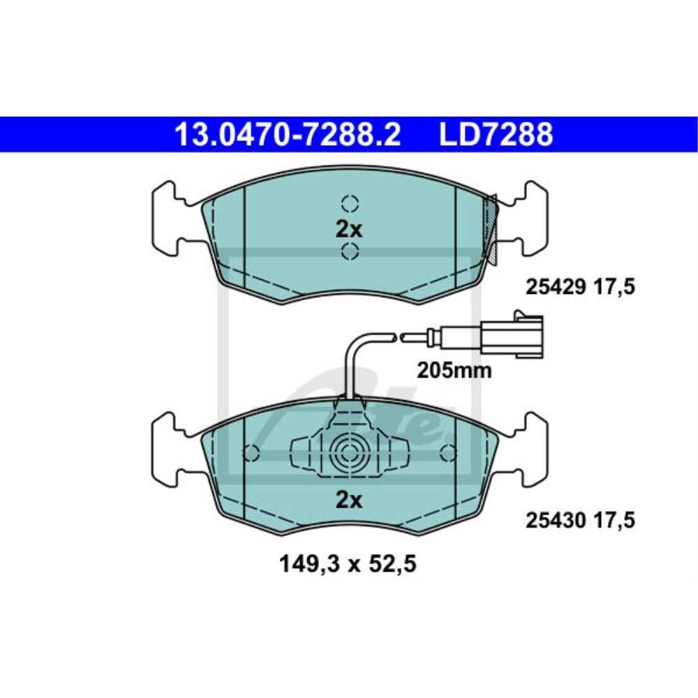 Bremsbelagsatz Scheibenbremse 13.0470-7288.2 Vorne für Fiat 500 312_ Punto Evo Van 199_