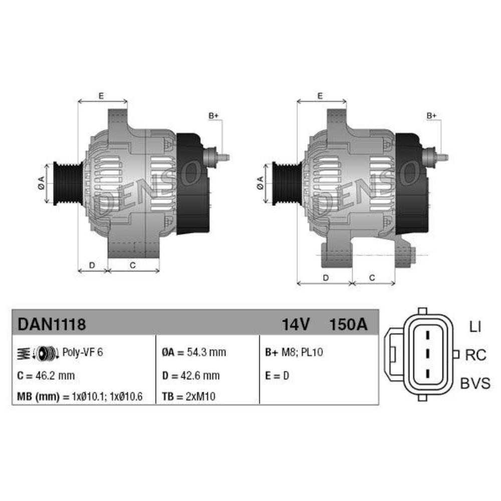 DENSO Generator Lichtmaschine 150A 14V für Ford Focus II Turnier DA_ HCP