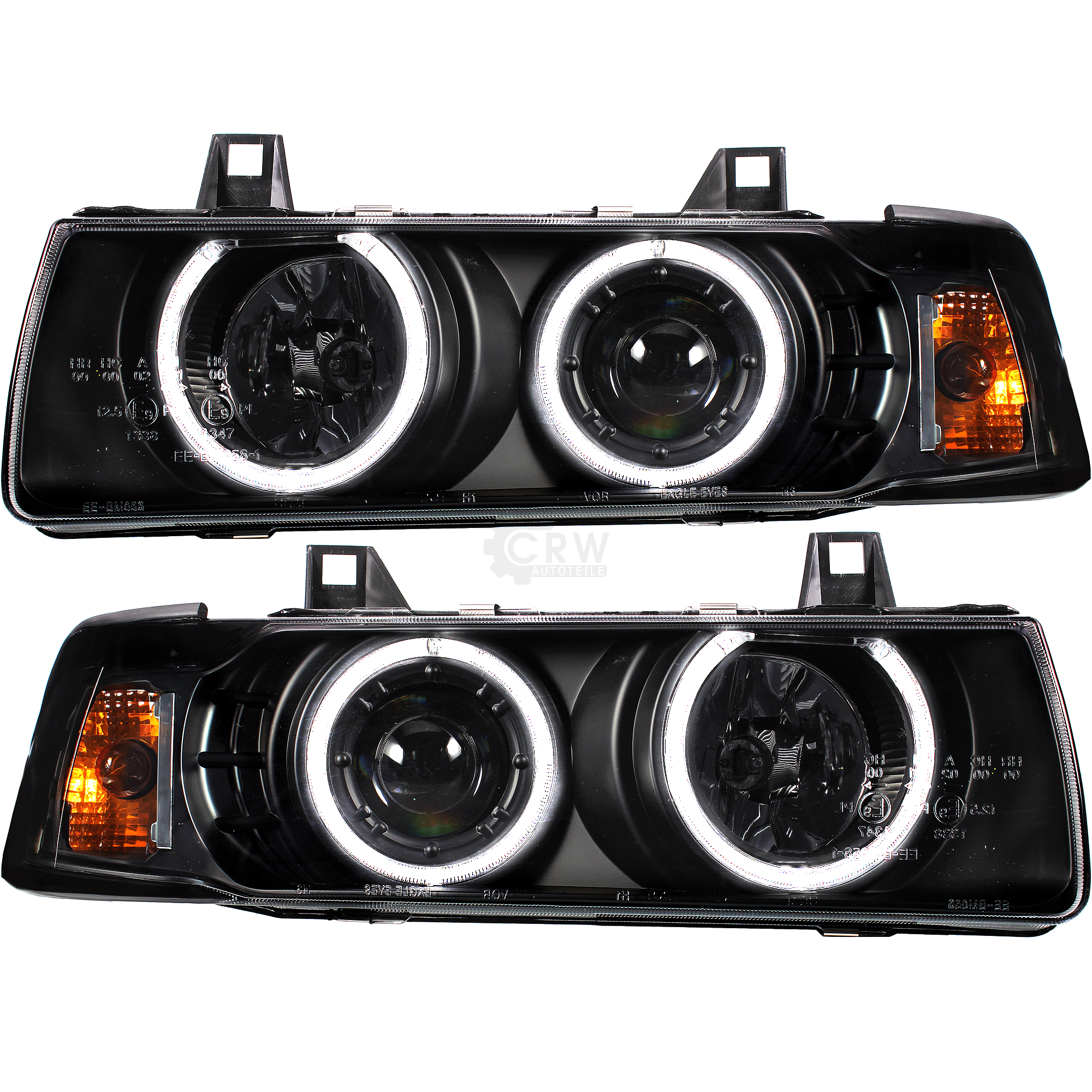 Scheinwerfer Set für BMW E36 Limousine Touring CCFL Angel Eyes H1 H3 klar schwarz