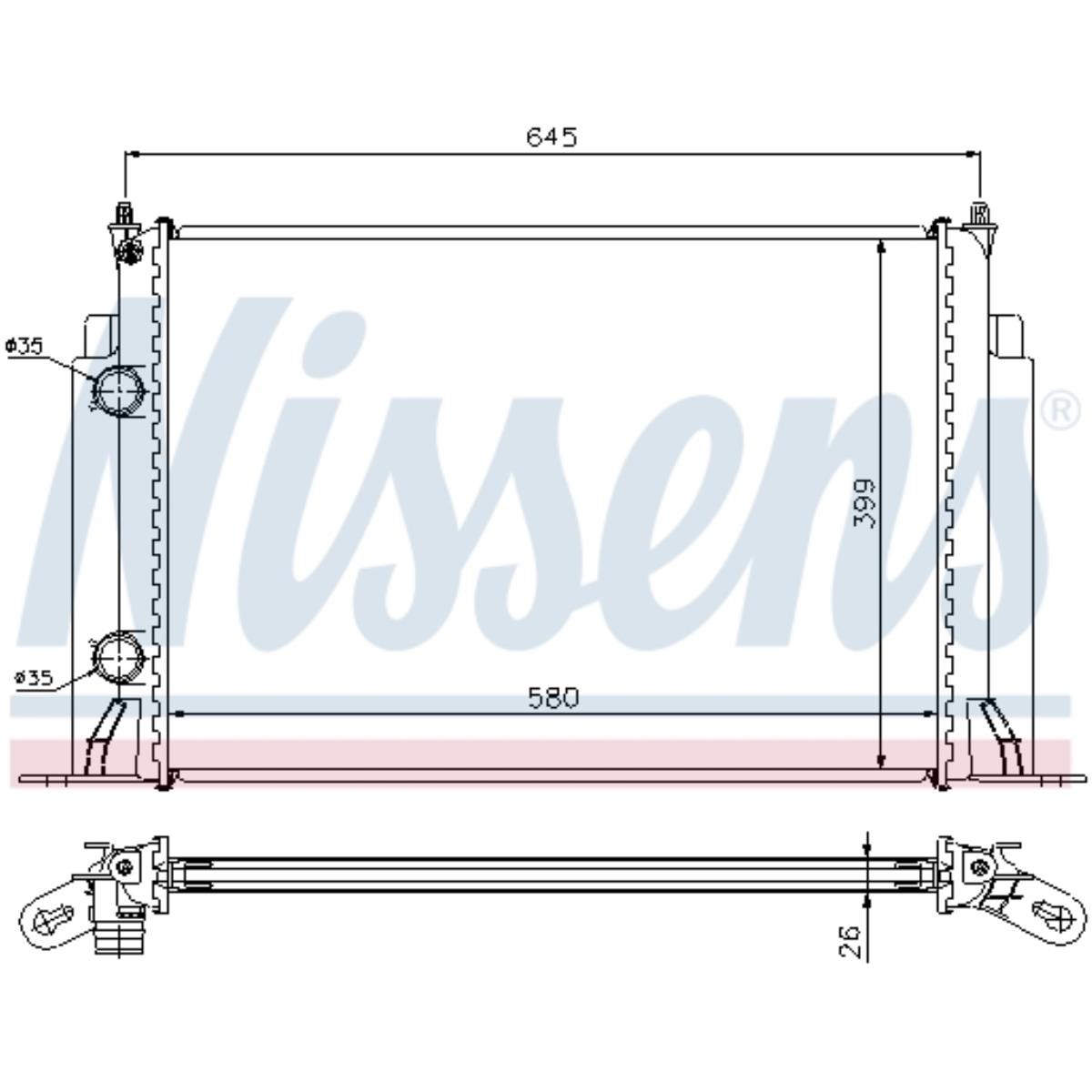 Kühler Motorkühlung NISSENS für Fiat Stilo 1.9 D Multijet Bj.05-06 Bj.01-06