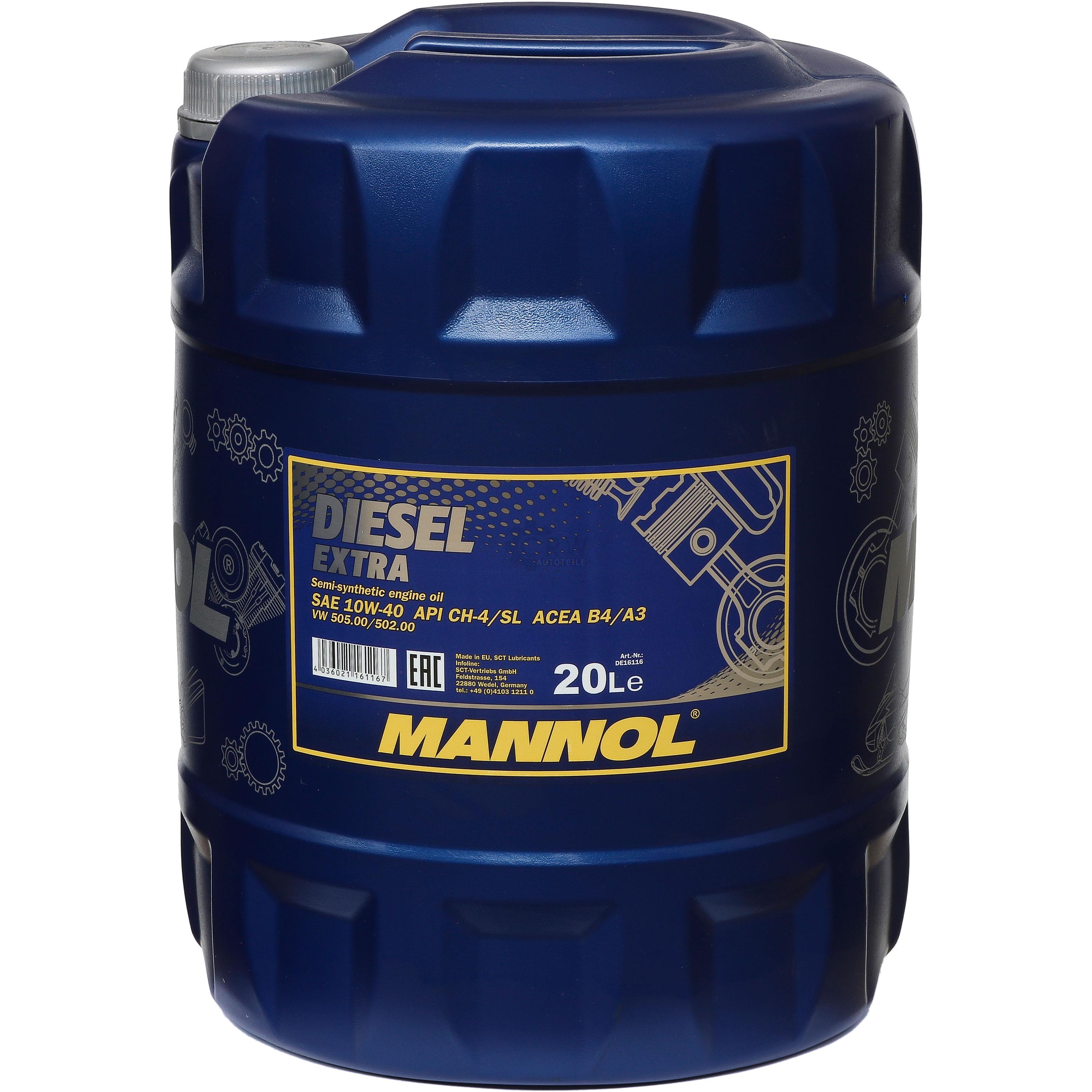 20 Liter Orignal MANNOL Motoröl SAE 10W-40 DIESEL EXTRA Engine Oil Öl
