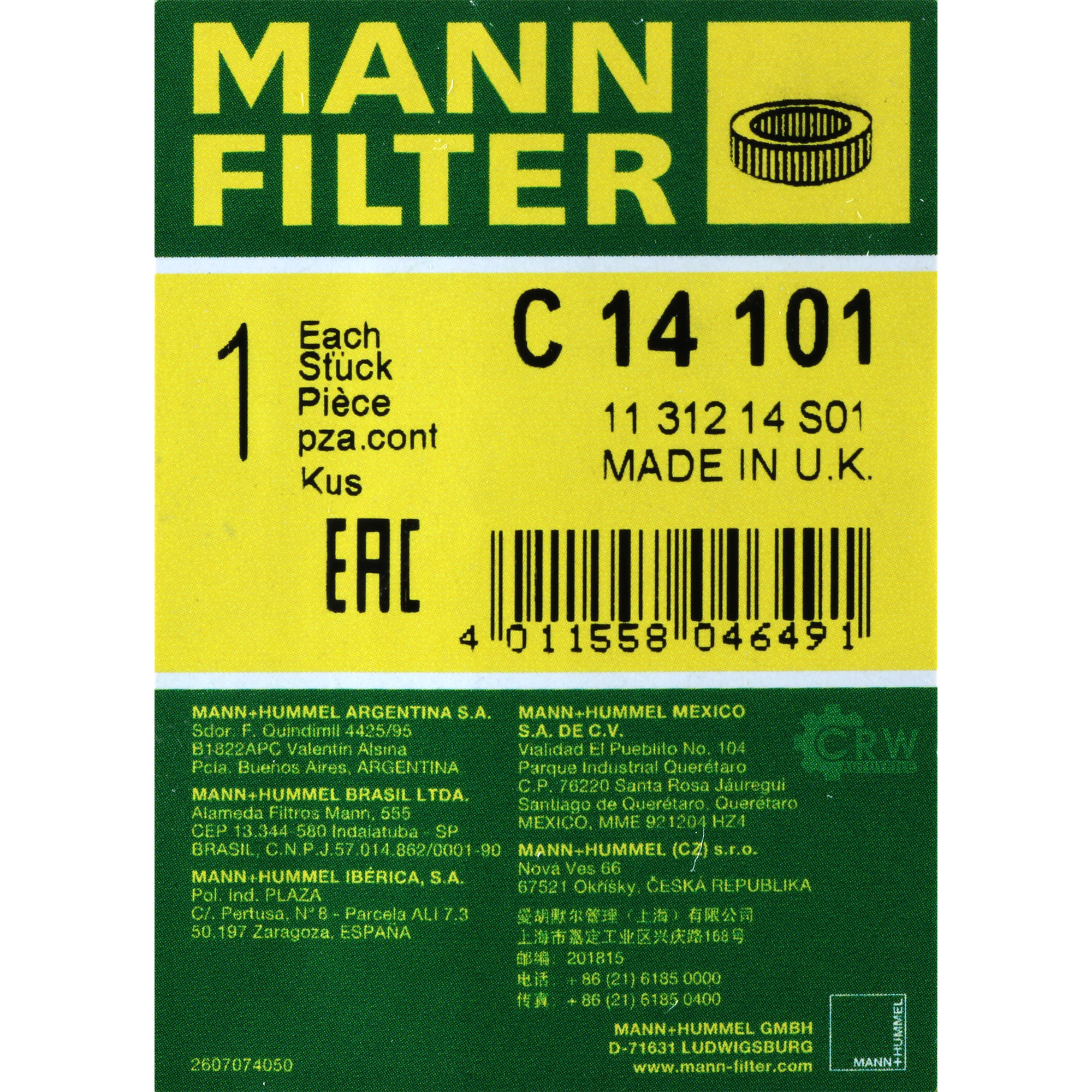 MANN-FILTER Luftfilter C 14 101