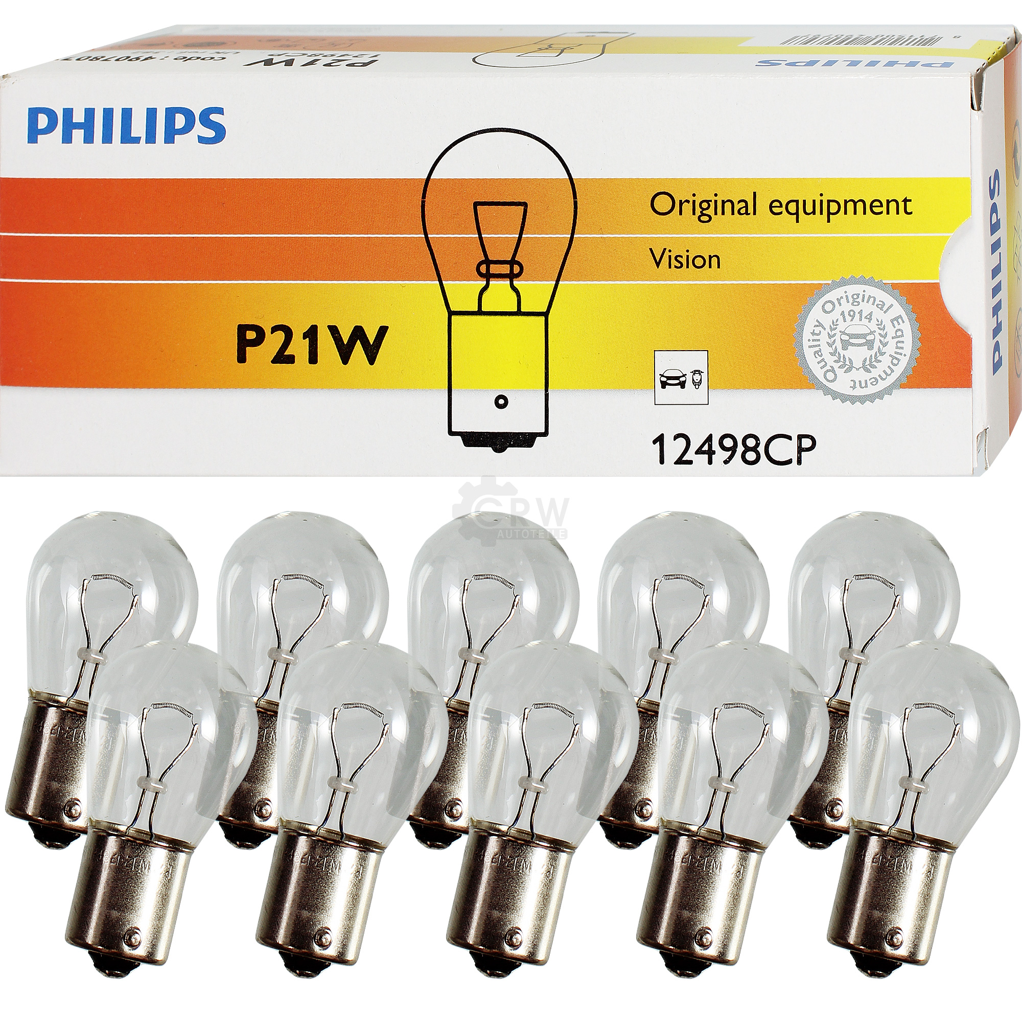 Philips P21W 12V 21W BA15s Vision Premium Set 10 Stück Lampe Birne