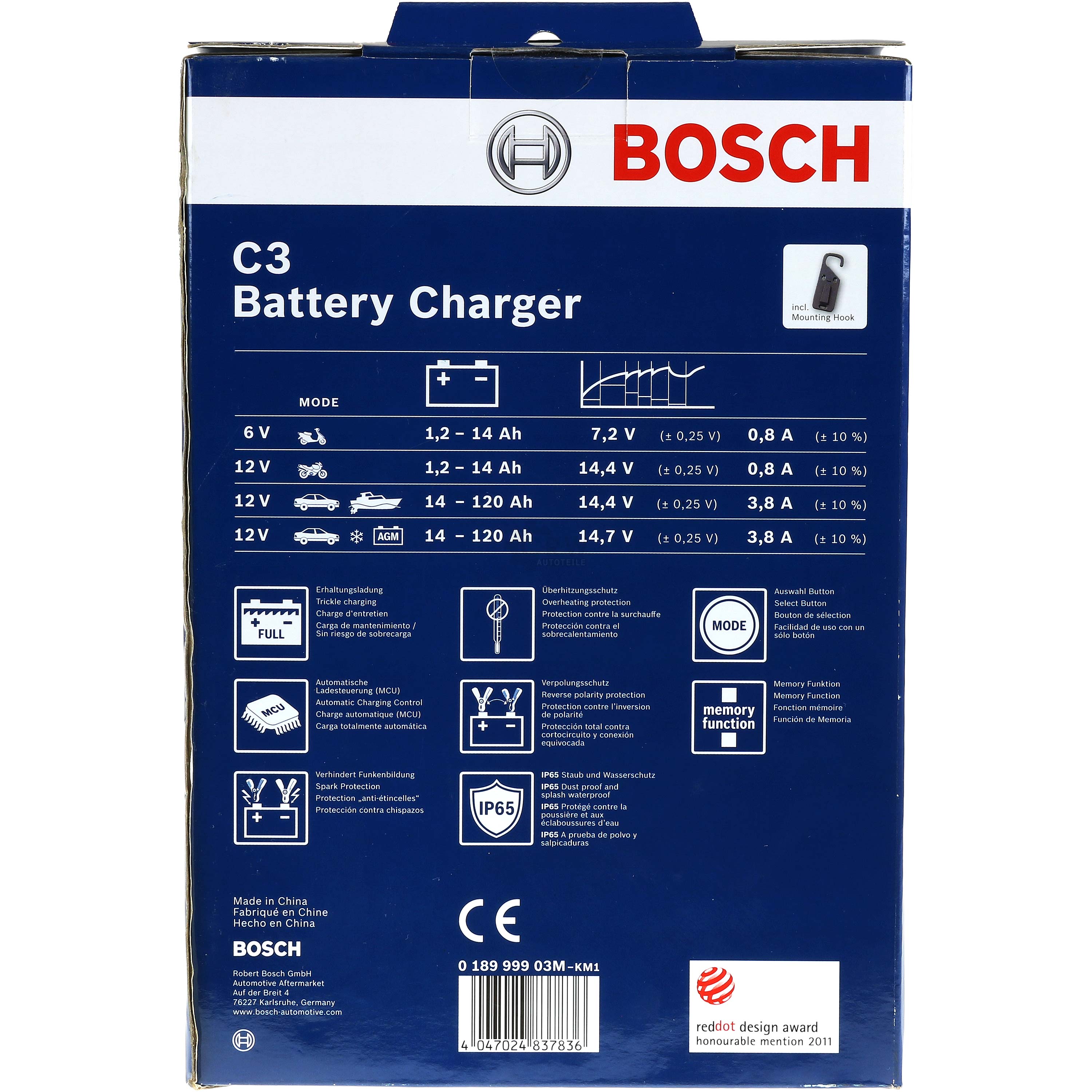 Chargeur de batterie/Batterieladegerät 6V/12V BOSCH C3