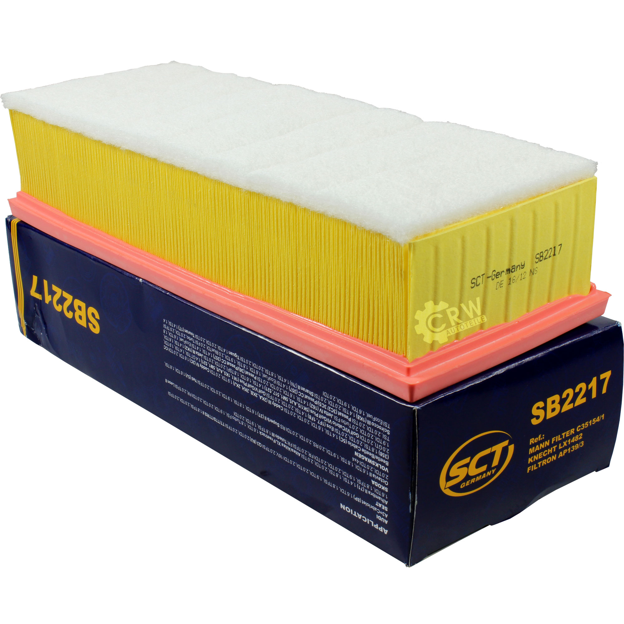 Luftfilter SB 2217 für Skoda Octavia II 1Z3 Superb 3T4 3T5 Audi A3 Cabriolet 8P7 TT 8J3 8J9