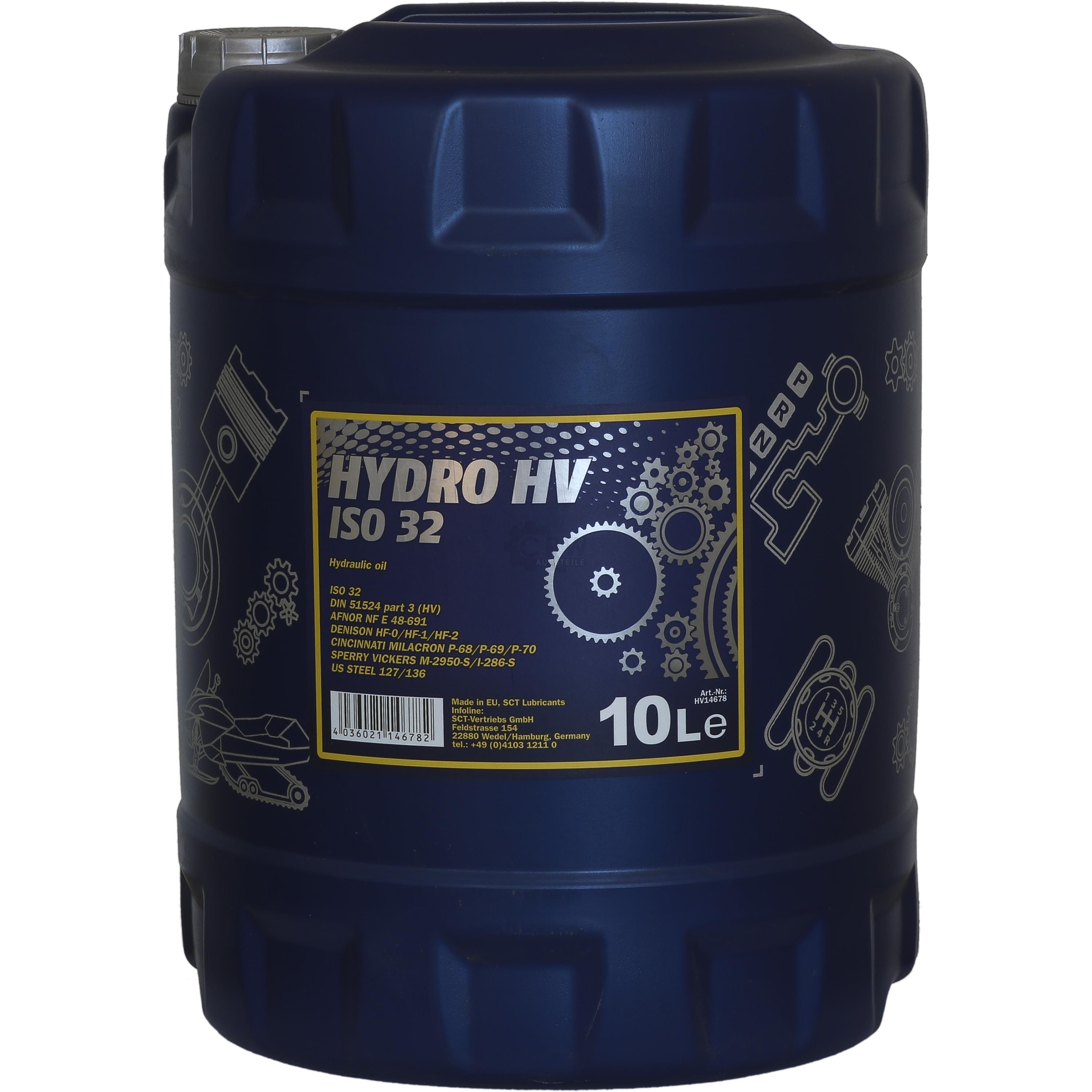 10 Liter Mannol Hydro HV ISO 32 Hydrauliköl HVLP Öl Oil DIN 51524/3