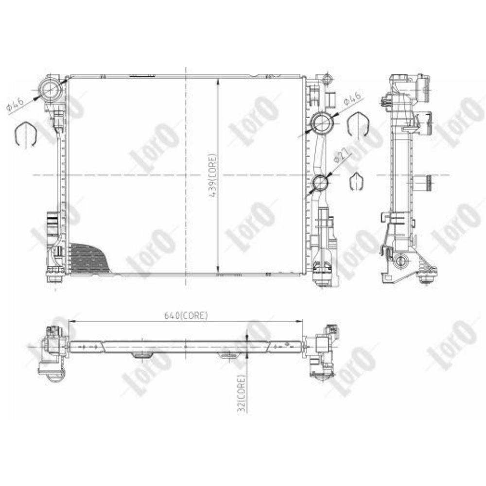 Kühler Wasserkühler Motorkühler 640x439x32 für Mercedes-Benz C-Klasse T-Model