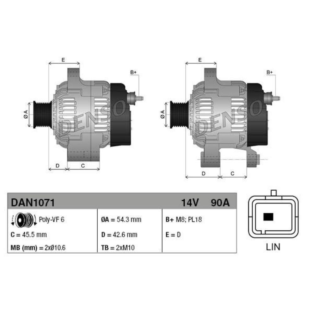 DENSO Generator Lichtmaschine 90A 14V für Citroën C-Elysee 208 2008 I
