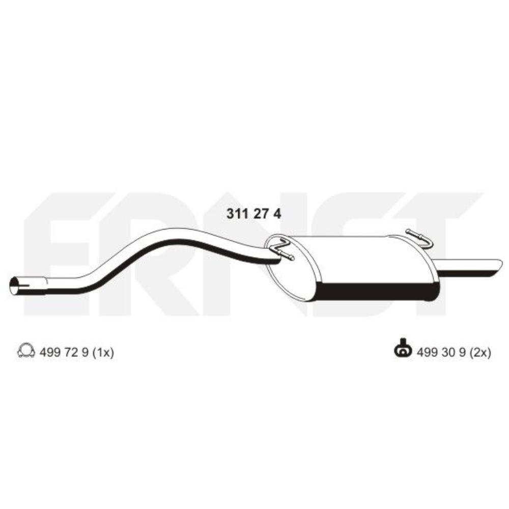 ERNST Endschalldämpfer Schalldämpfer für Ford KA 1.3i
