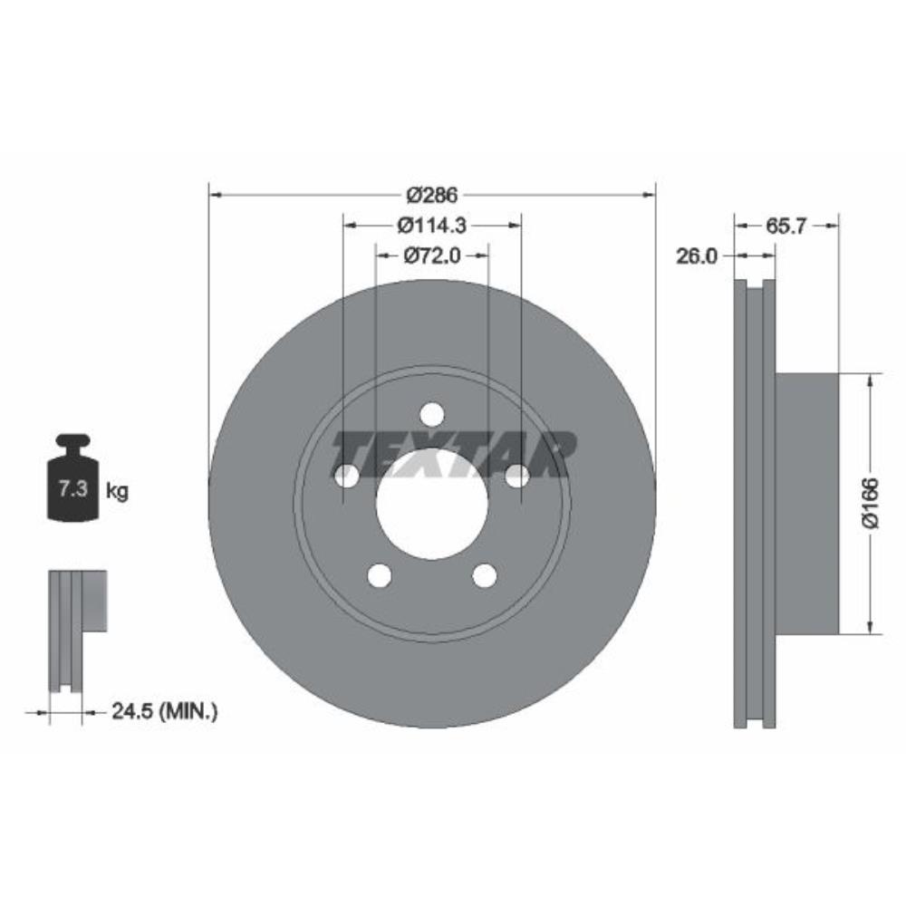 TEXTAR Bremsscheibe vorne Ø286 mm Innenbelüftet für FORD USA Explorer