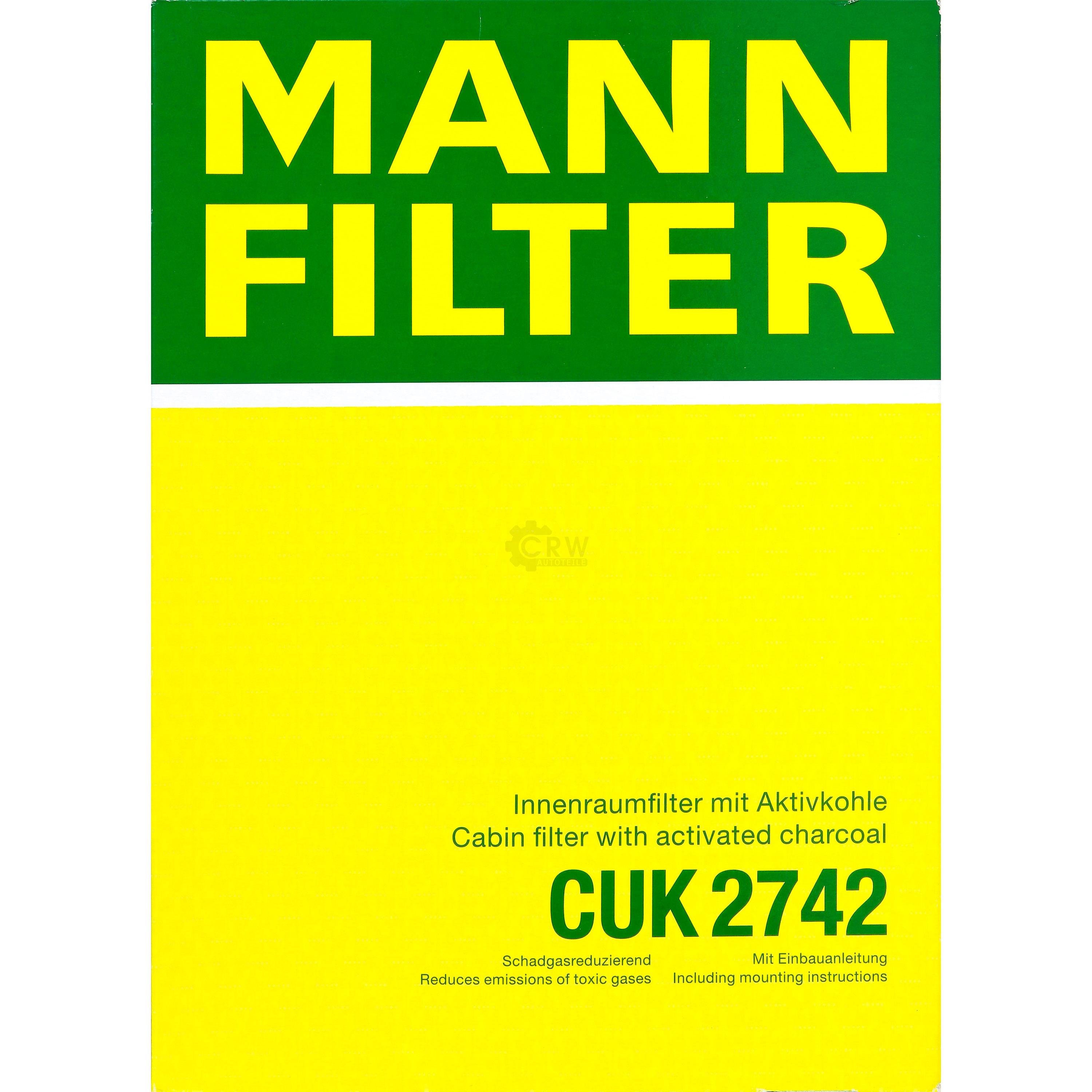 MANN-FILTER Innenraumfilter Pollenfilter Aktivkohle CUK 2742