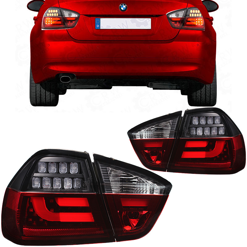 LED Lightbar Rückleuchten Set für BMW 3er E90 Limousine Bj. 05-08 rot smoke