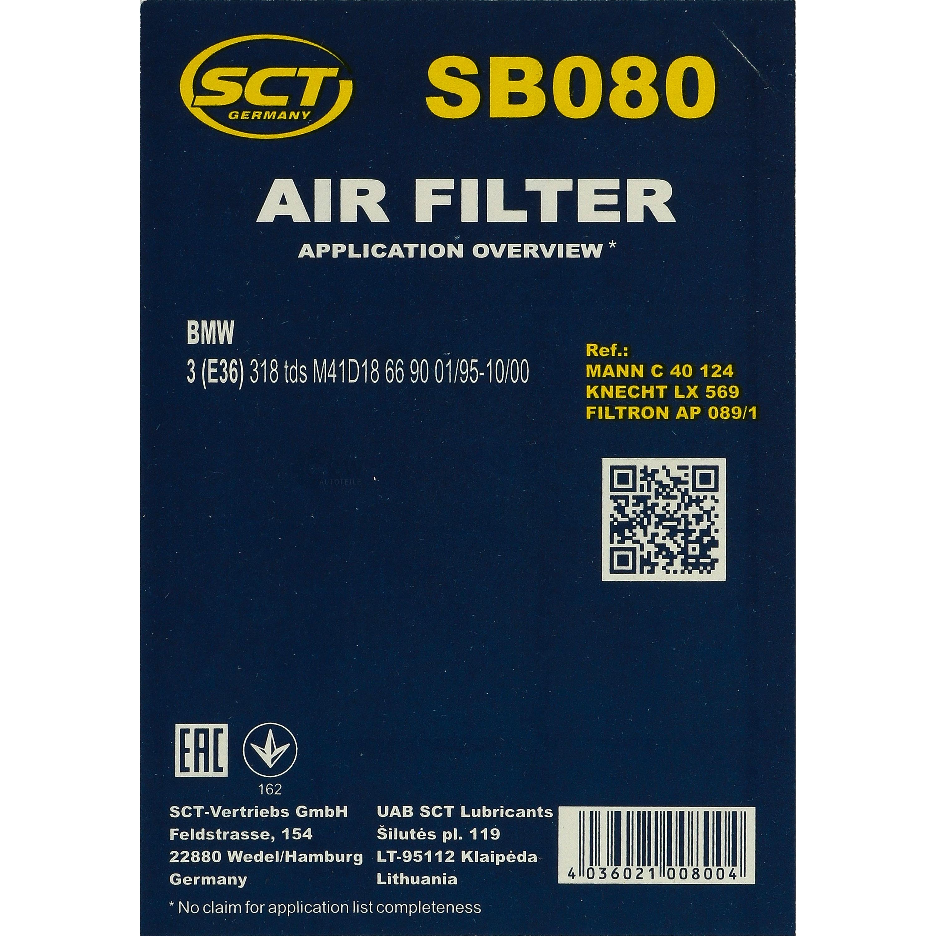 SCT Luftfilter Motorluftfilter SB 080 Air Filter