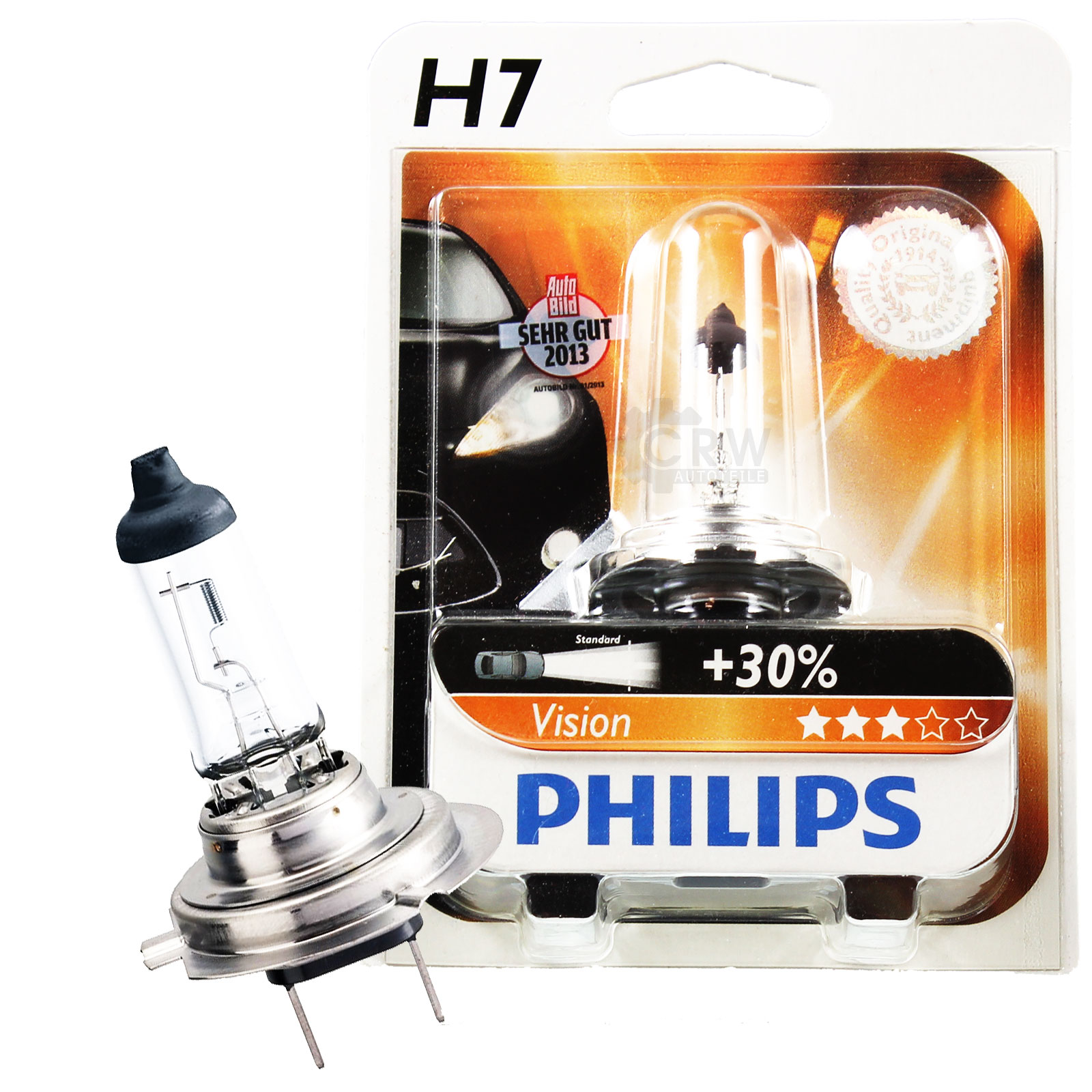 Philips H7 Vision 12V 55W Sockel PX26d 30% mehr Licht Neu
