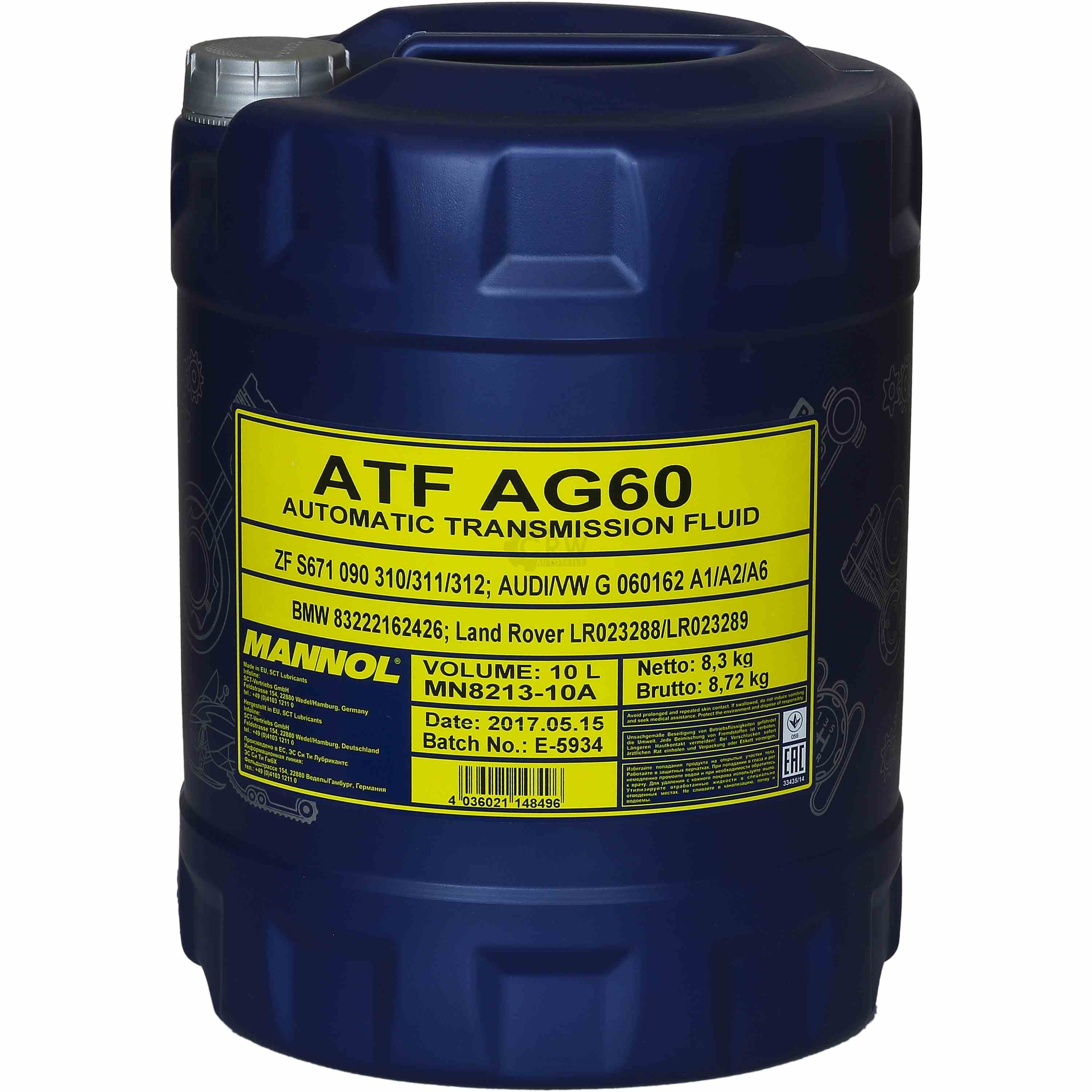 10 Liter  MANNOL Automatikgetriebeöl ATF AG60 Getriebe Öll Gear Oil