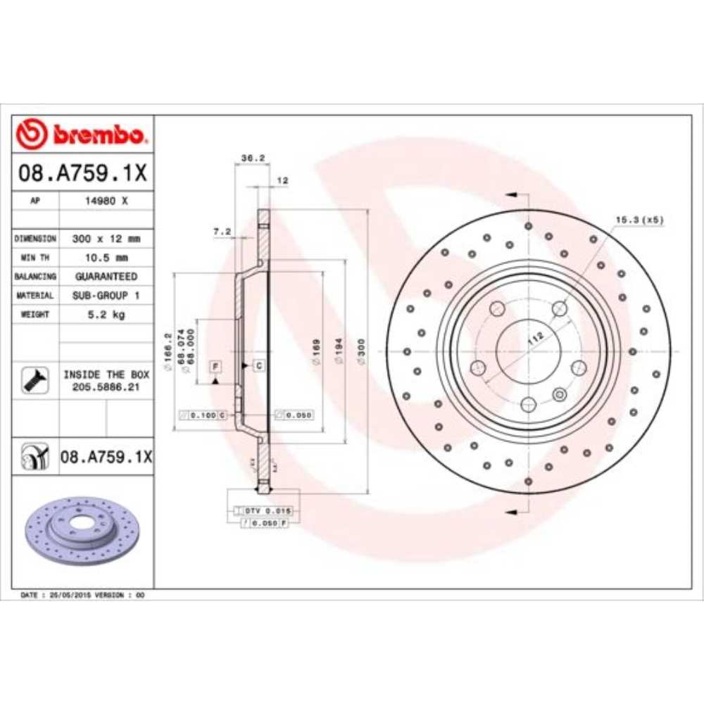Brembo Satz Bremsen Bremsscheiben Voll hinten + Bremsbeläge für Audi A6 Allroad