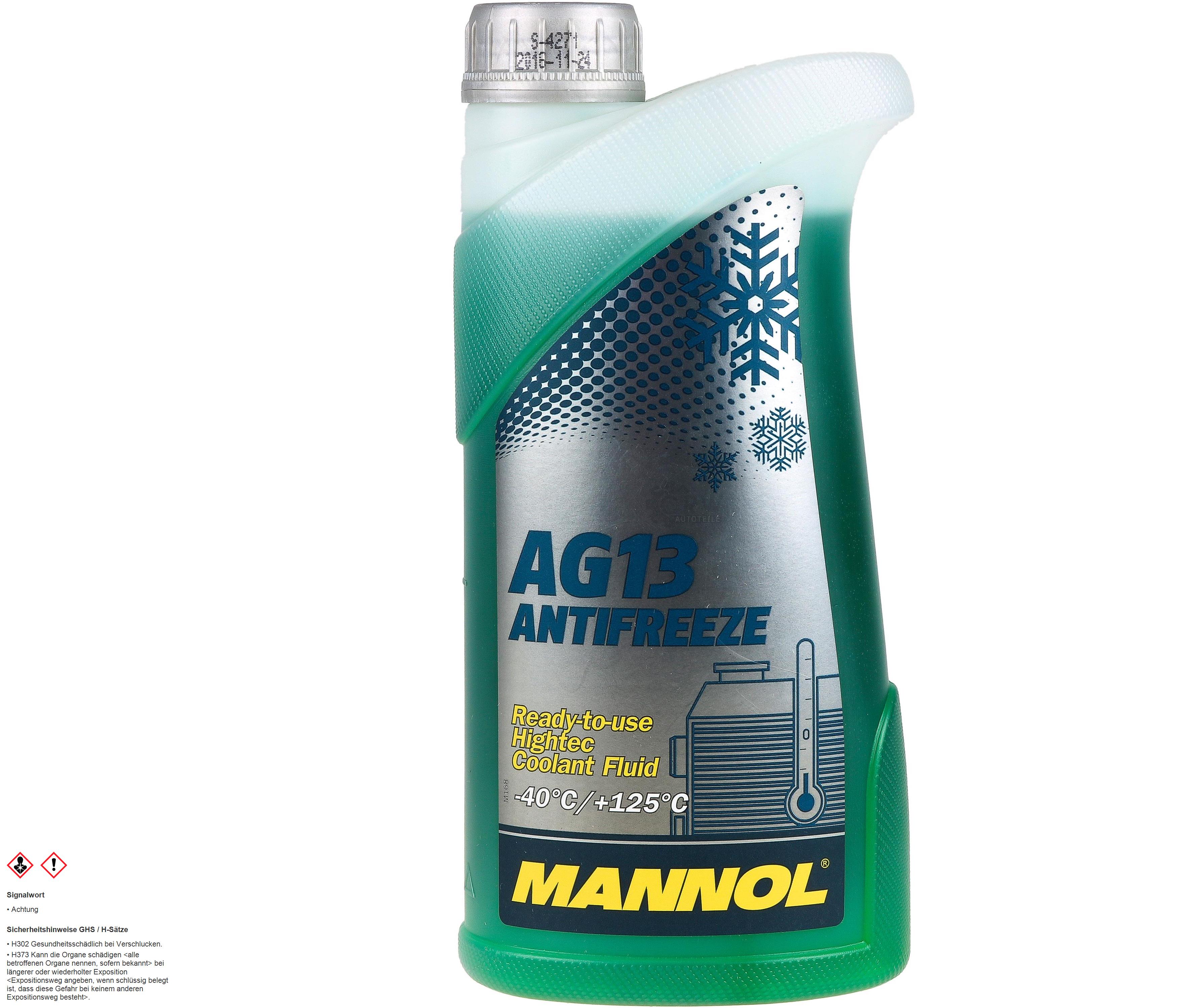 1 Liter MANNOL Kühlerfrostschutz Hightec Antifreeze AG13 -40°C grün G13