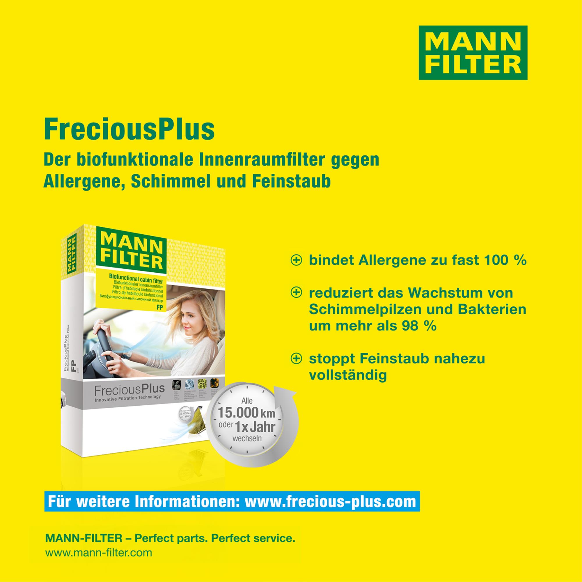 MANN-Filter Innenraumfilter Biofunctional für Allergiker FP 3540