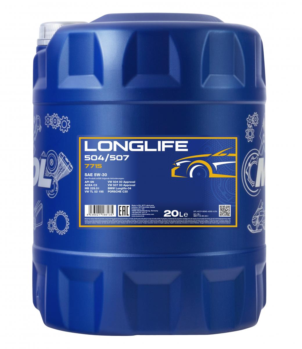 20 L Motoröl MN7715-20 SAE 5W-30 API SN ACEA C3 MB 229.51 VW TL 52 195 BMW Longlife-04 PORSCHE C30