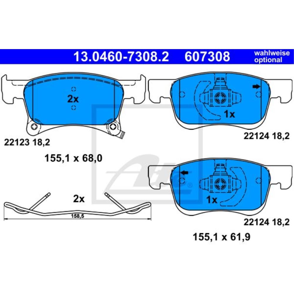 ATE Satz Bremsbeläge + Bremsscheiben belüftet vorne für Opel Adam Corsa E M13