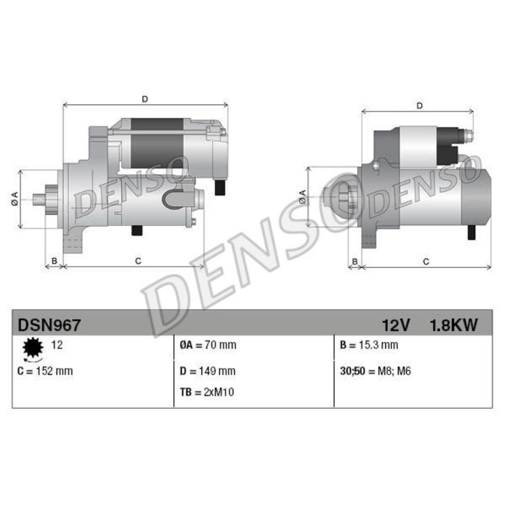 Starter DSN967 für Mercedes-Benz Vito/Mixto Kasten W639 E-Klasse Coupe C207 906