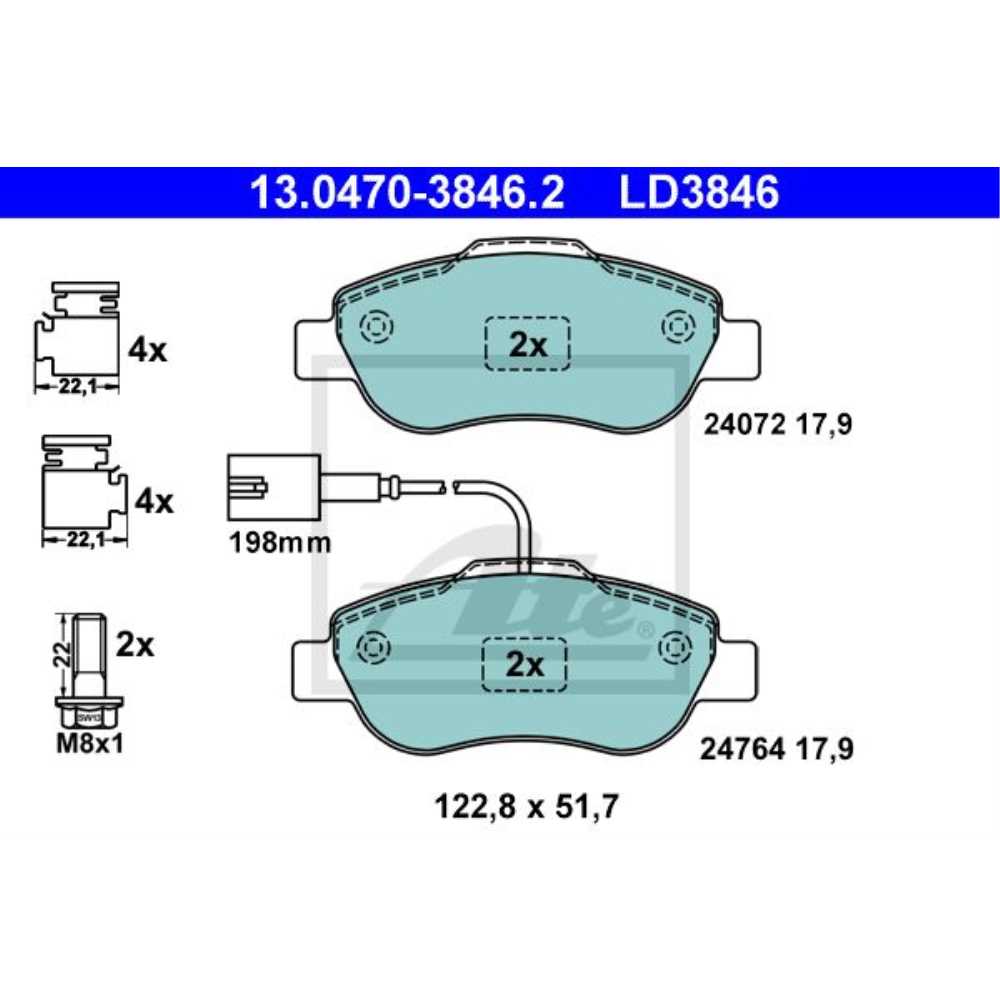 ATE Satz Bremsen Bremsscheiben + Bremsbeläge vorne für Fiat 500 Ford KA 312