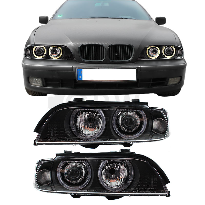 Scheinwerfer Set Angel Eyes für BMW 5er E39 Bj 95-00 inkl. Philips H7+H7+Motoren