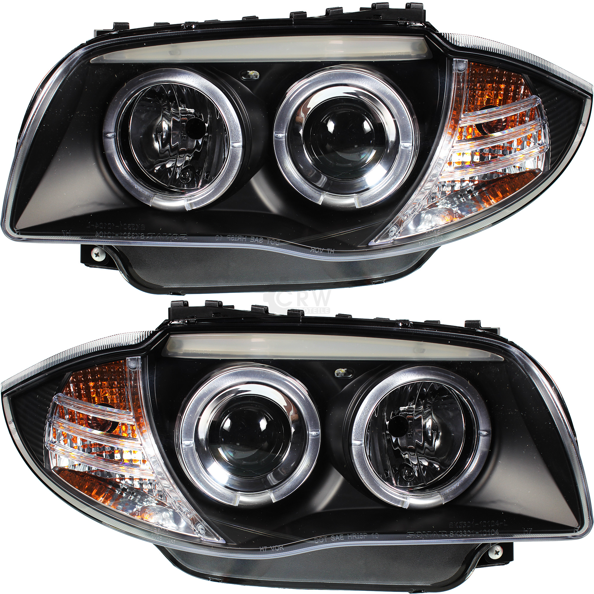 Scheinwerfer Set Satz Angel Eyes E81 E82 E87 E88 Bj 2004-2011 klar schwarz