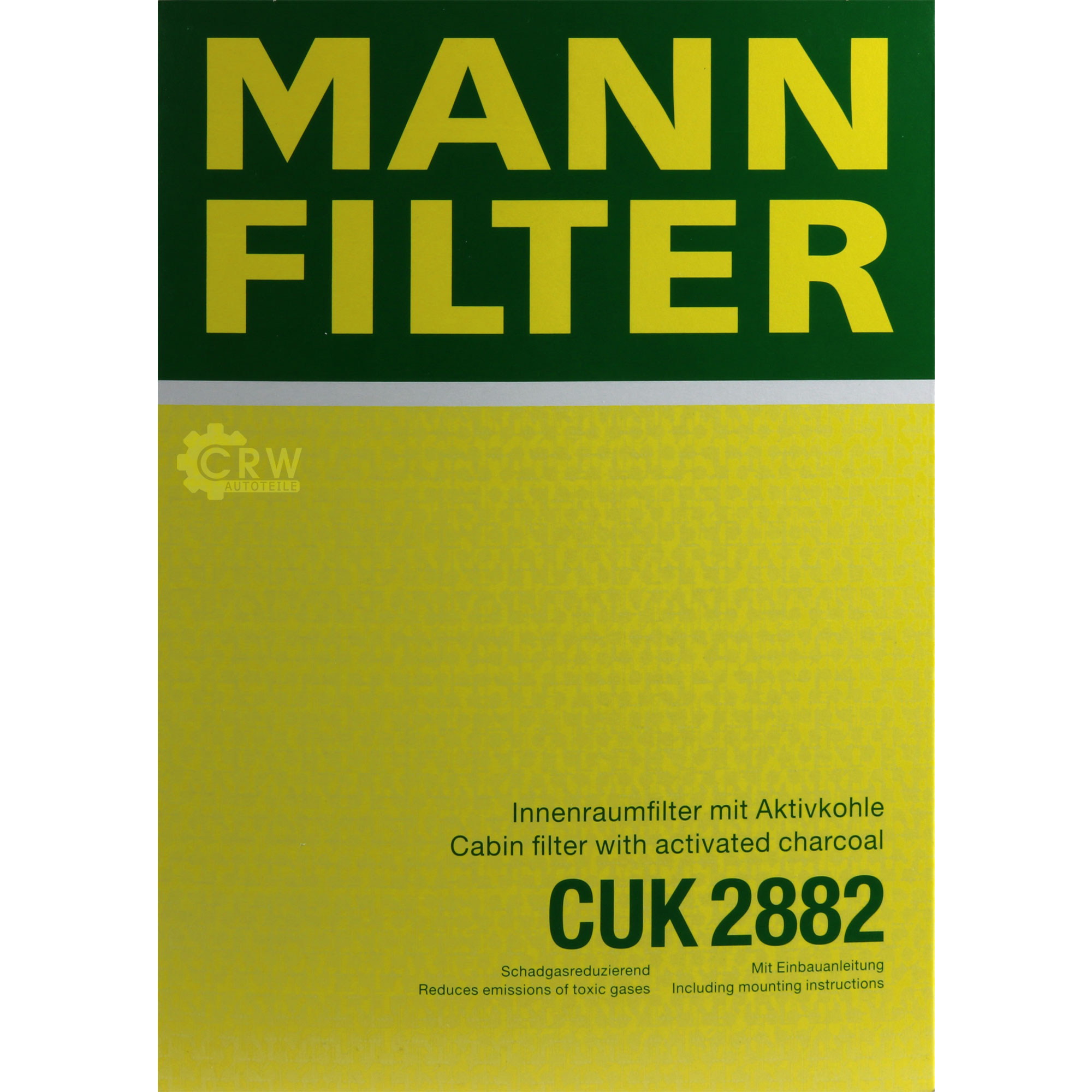 MANN-FILTER Innenraumfilter Pollenfilter Aktivkohle CUK 2882