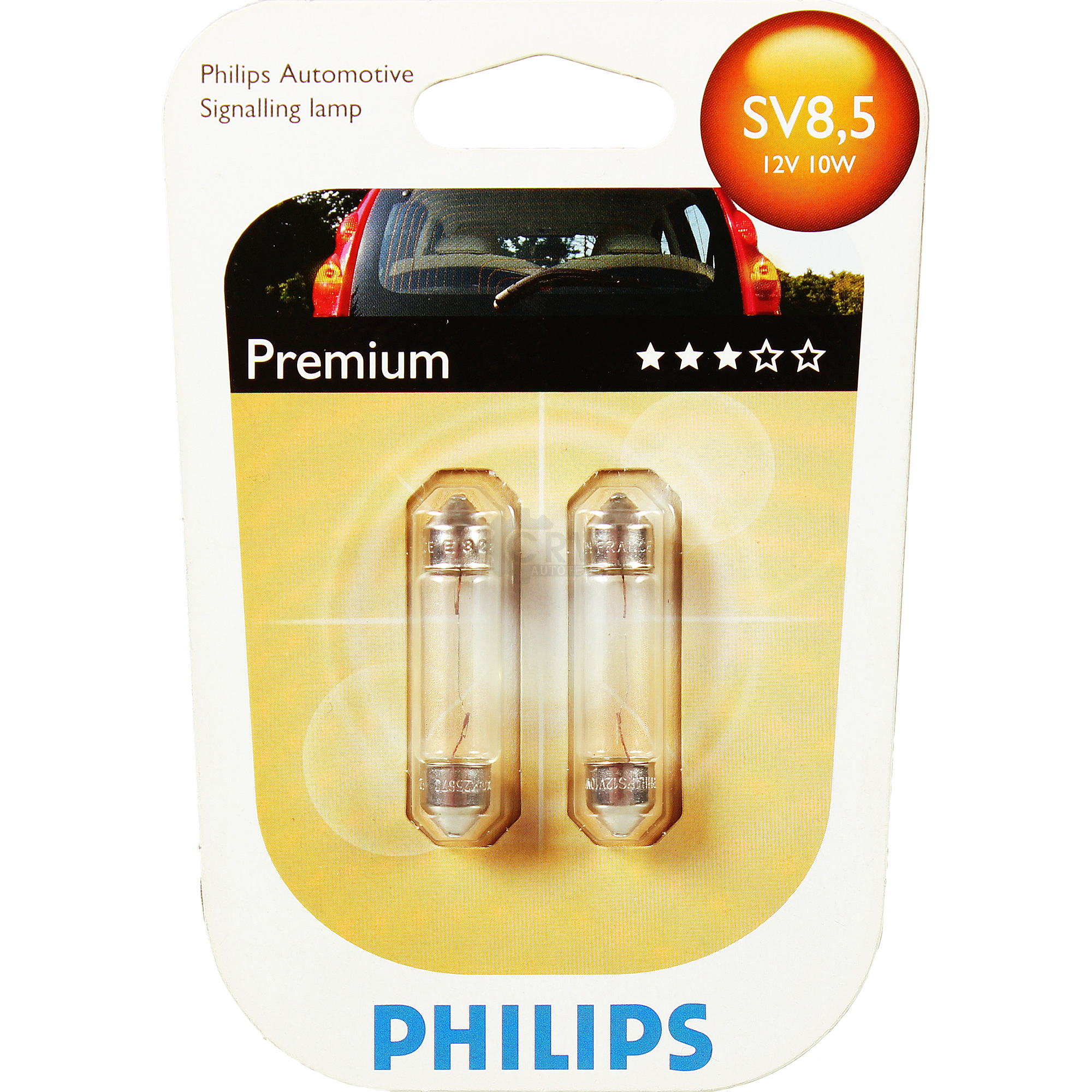 Philips Premium 2x C10W-Soffittenlampe SV8,5 12V 10W Blister Lampe Birne