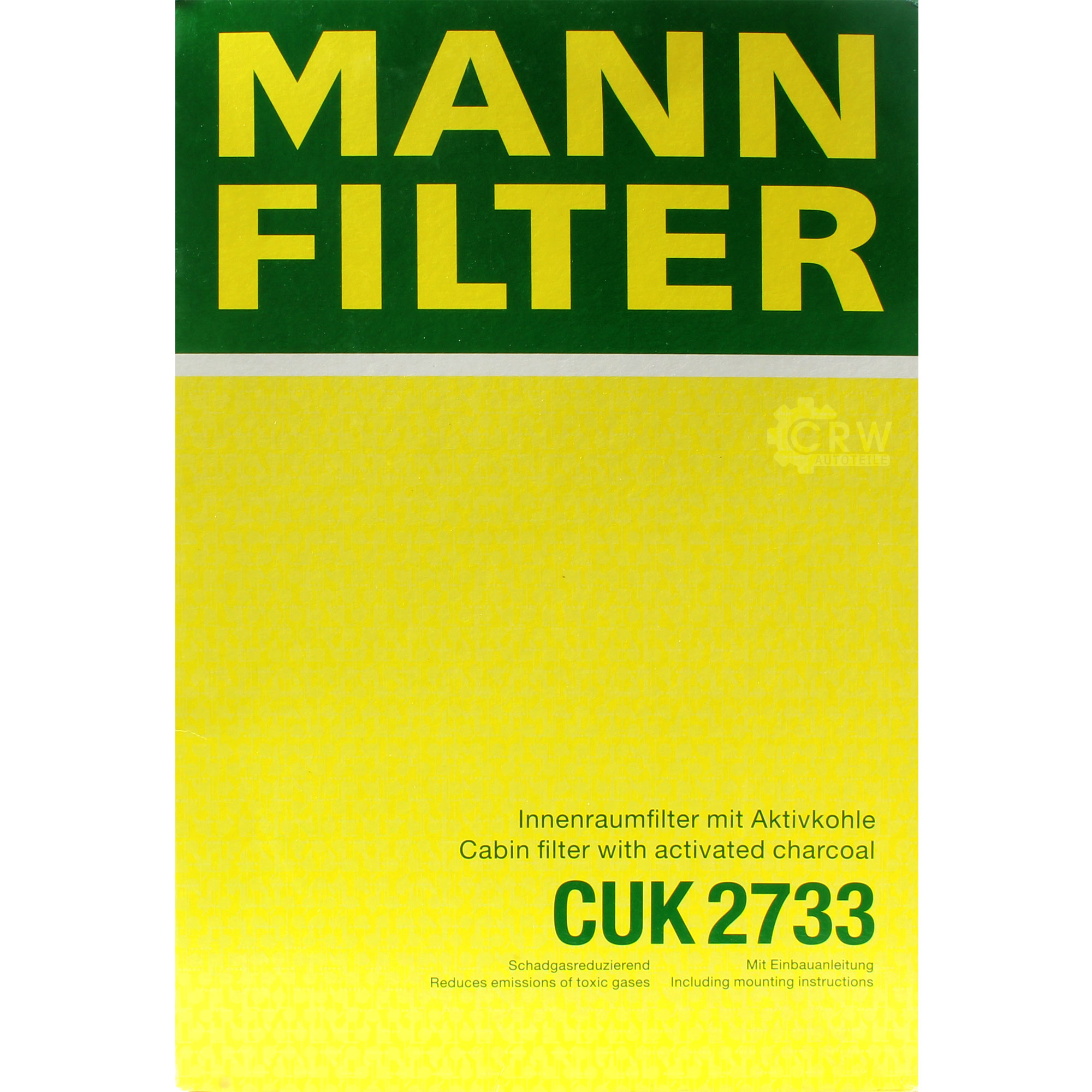 MANN-FILTER Innenraumfilter Pollenfilter Aktivkohle CUK 2733