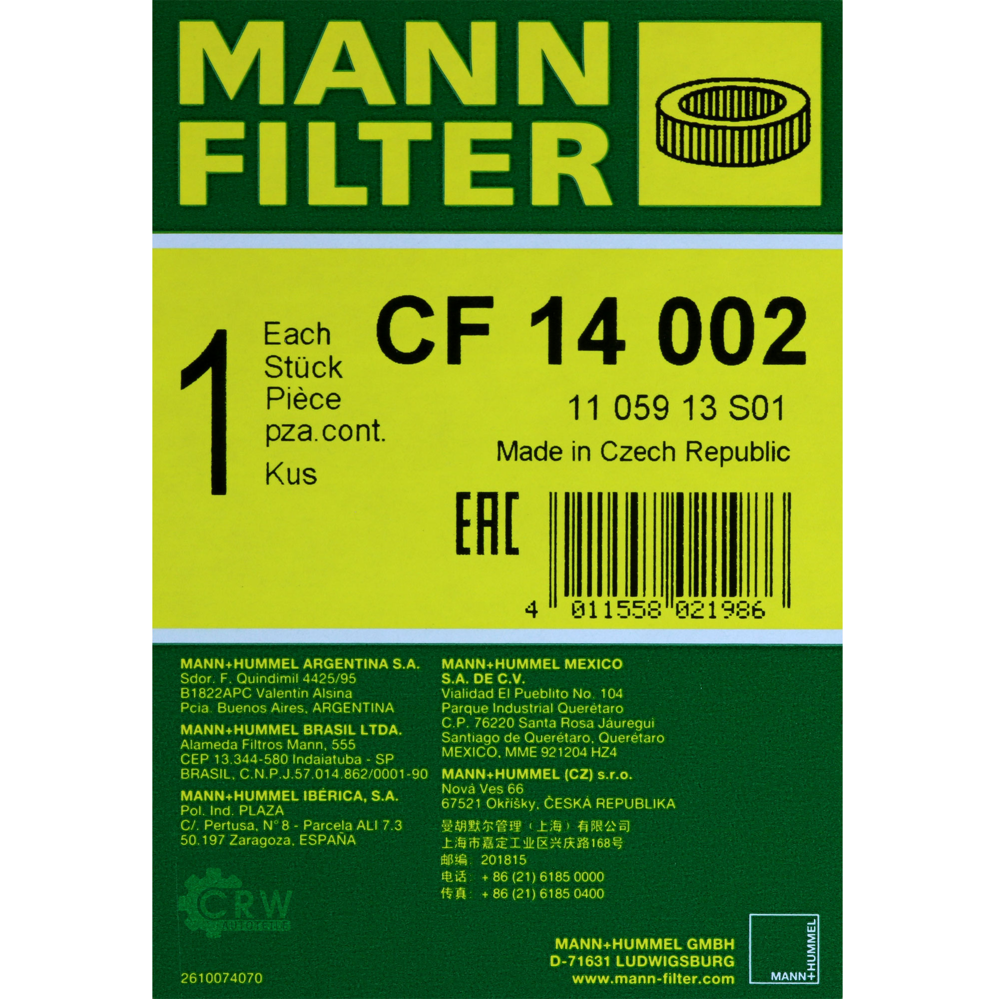 MANN-FILTER SekundärLuftfilter CF 14 002
